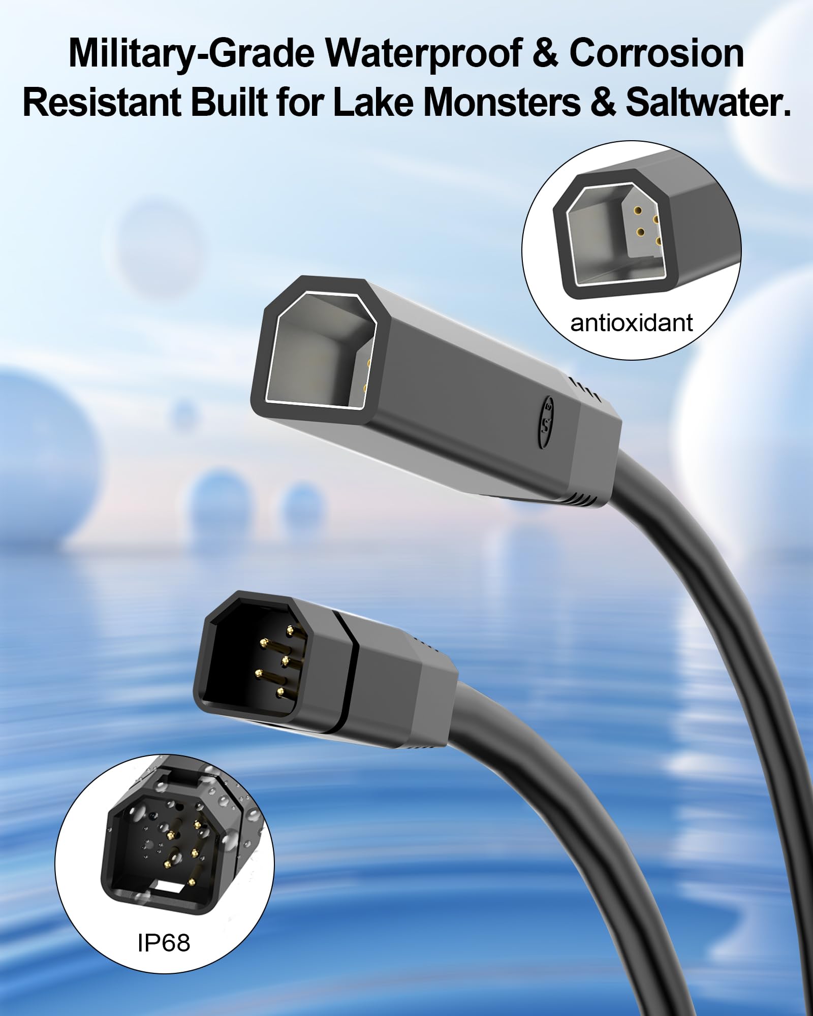 VHBW Câble d'extension de transducteur Humminbird Helix 5/7 3 m | Compatible avec HELIX 5/7/8/9/10/12/15, PiranhaMAX, Series 800/600/700/1100/500/90 ; exclut APEX/SOLIX/ONIX/ION.