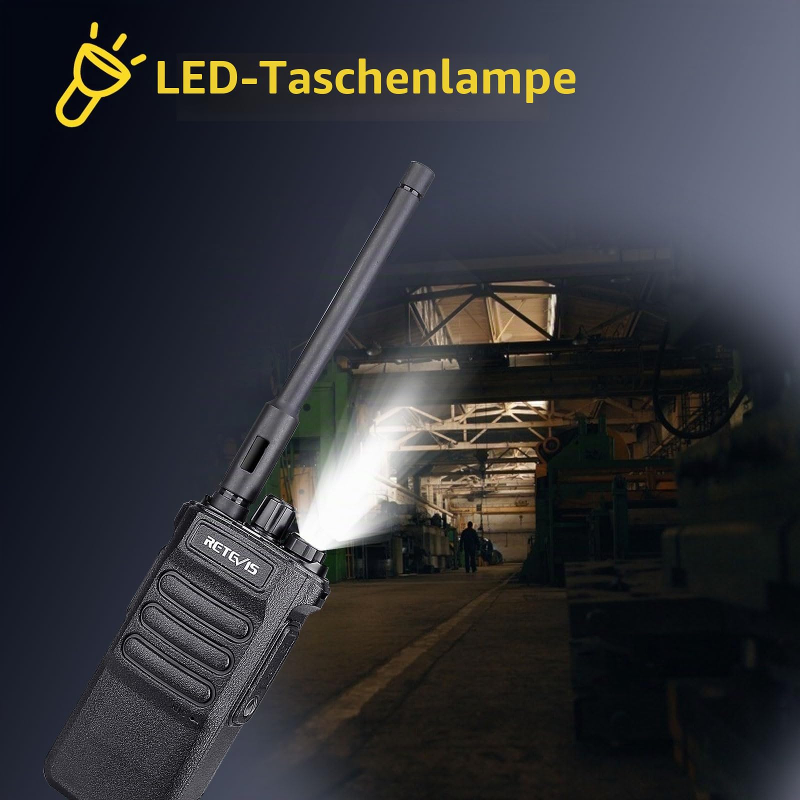 Retevis RT86 Profi Funkgerät Große Reichweite, Walkie Talkie mit Display | Wiederaufladbares Hochleistungs Handfunkgerät mit 2600mAh Akku, Robust & Notfallalarm, für Lagerwirtschaft, Schwarz, 2 Stück