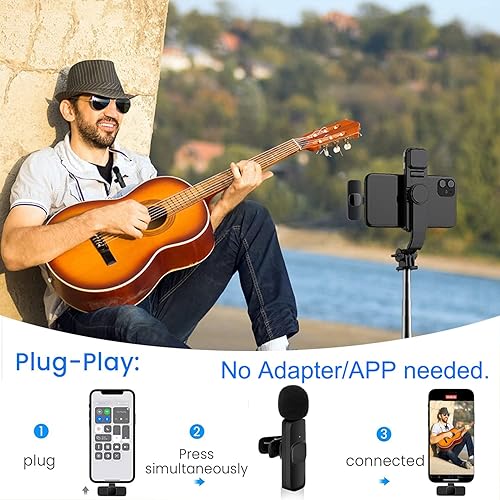 Miniatura 2 de Lavalier - Micrófono inalámbrico para iPhone, reducción de ruido para Youtubers Facebook Live Stream Vloggers, entrevistas, sincronización