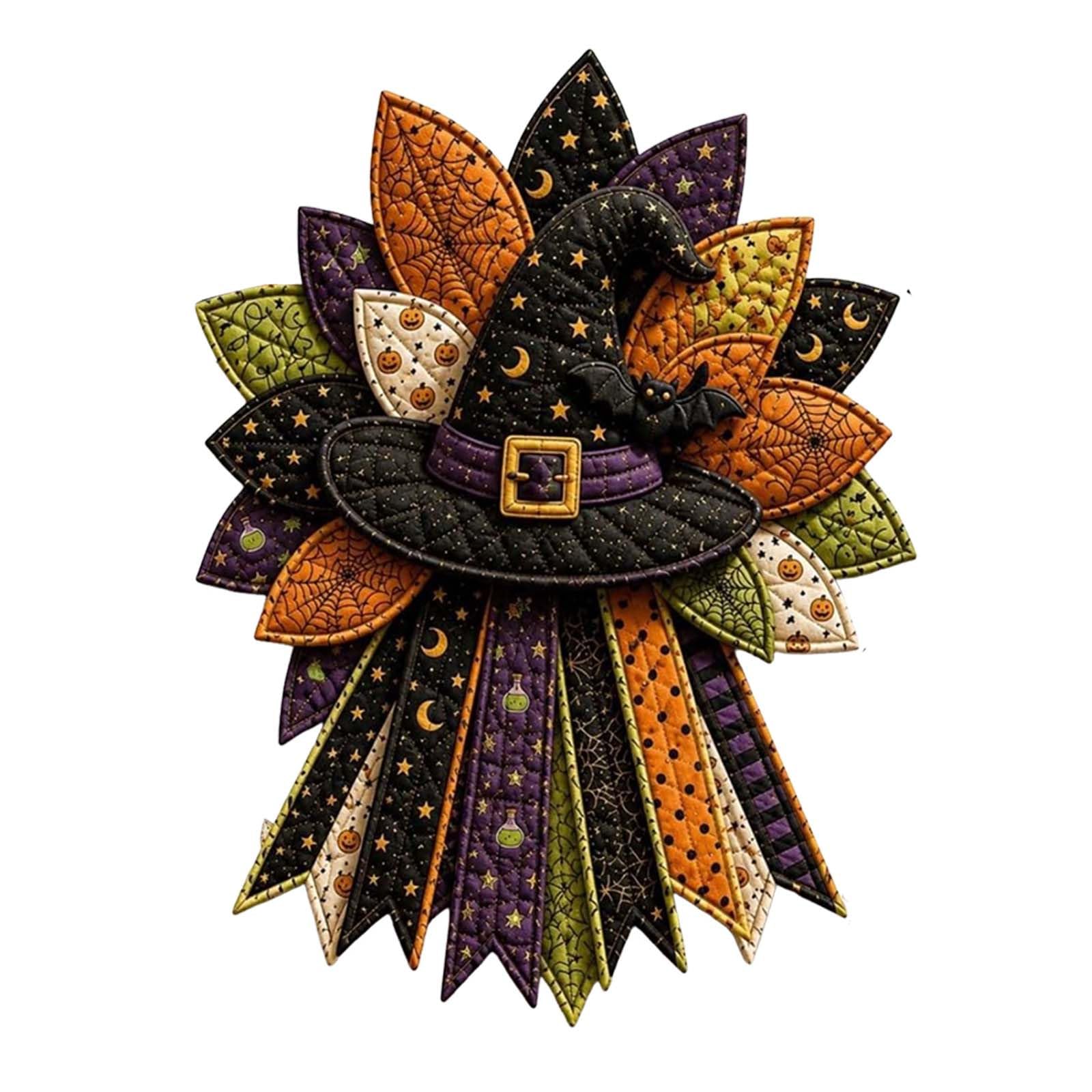 DIY Quilted Halloween Pumpkin Door Hanger Kit Handmade Patchwork，E