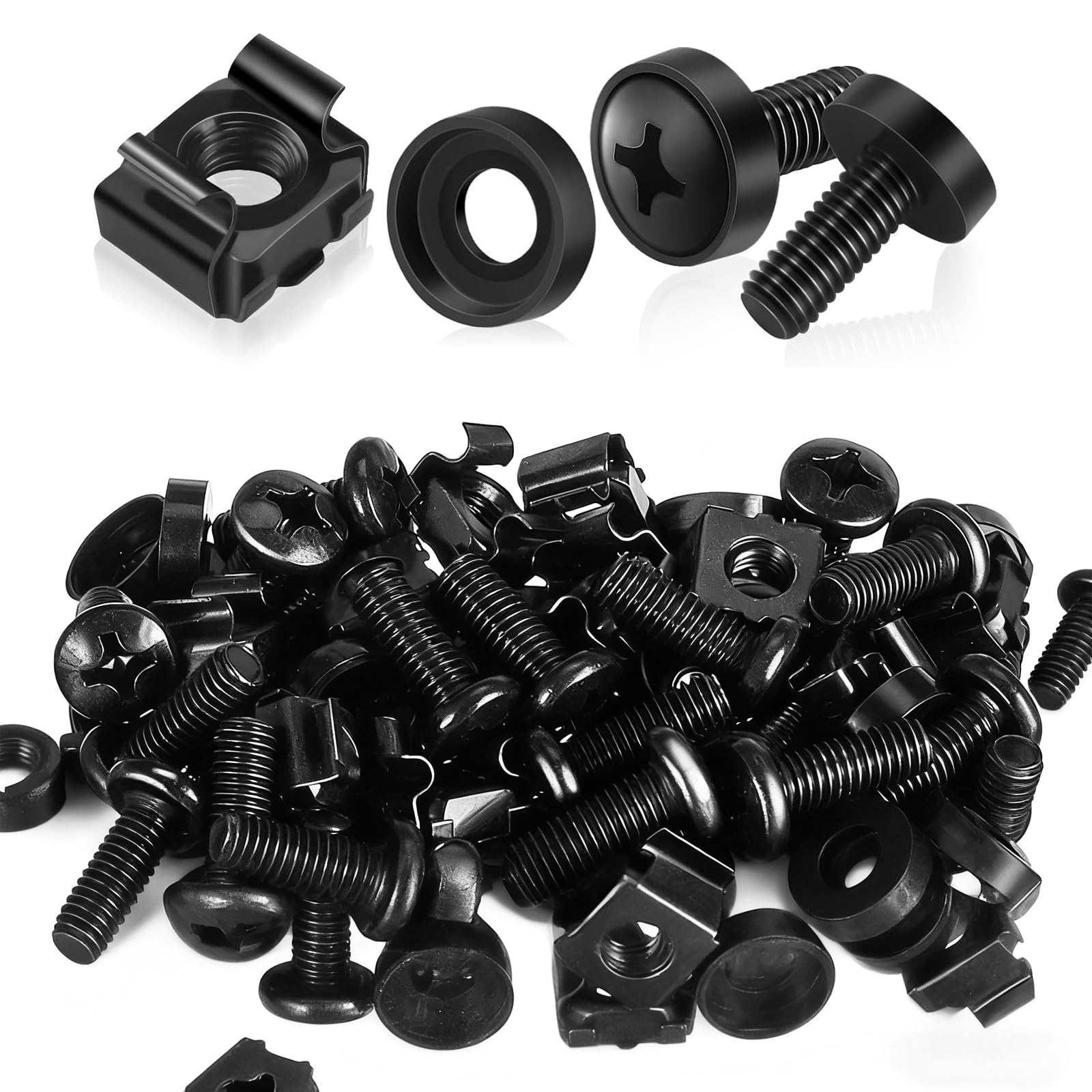 Rack Mount Cage Nuts, 50 Pack M6 x 16mm Server Rack Screws
