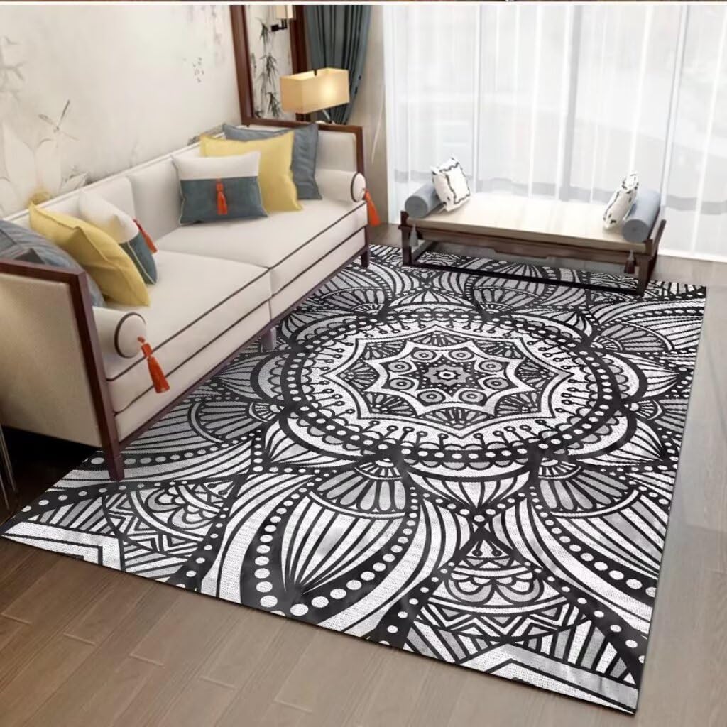 Tapis de salon noir 120x160 cm à poils courts antidérapant pour dressing moderne