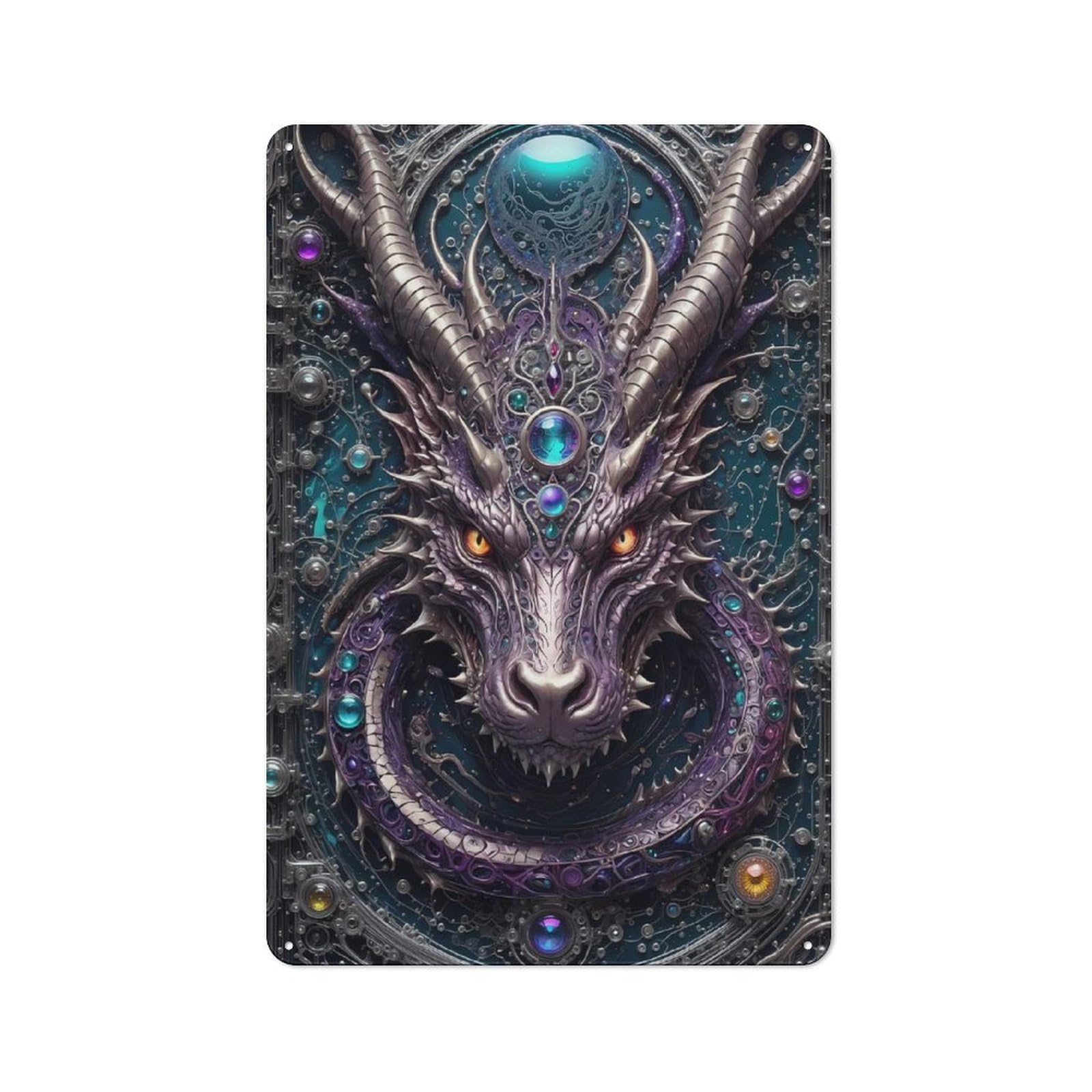 Quantum Dragon Portrait Metal Gift Sign 30x20cm, Vintage Home Wall Decor for Home, Shop, Pub Or Studio Wall