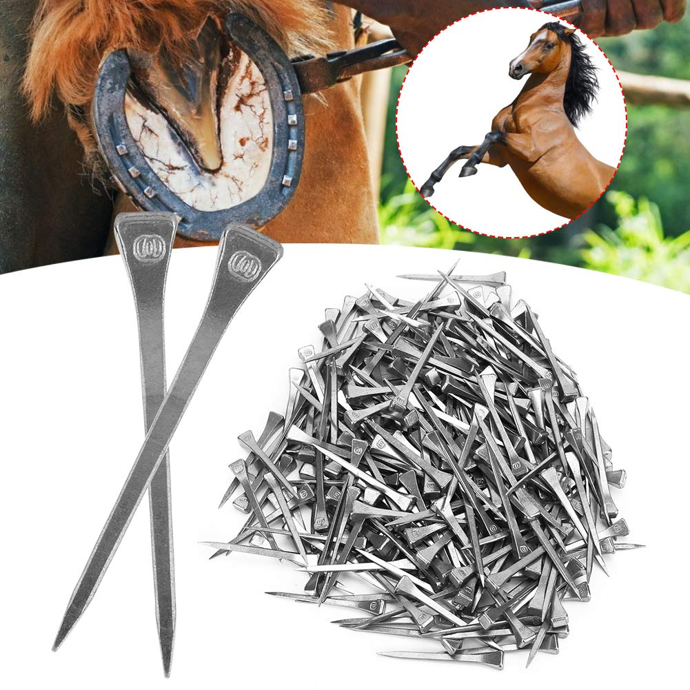 GOTOTOP 250PCS E6 Steel Horseshoe Nail, Palm Nails Horseshoe Nails Hoof Nails E6 High Tensile Strength, for Horse Hoof Nail
