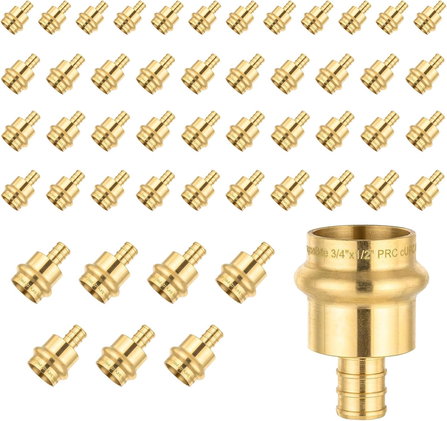 10-Pack Niikappu Brass Press Fitting Adapter, 3/4" Copper Press x 3/4" Pex Crimp Coupling Adapter for Copper and Pex Pipe Connection