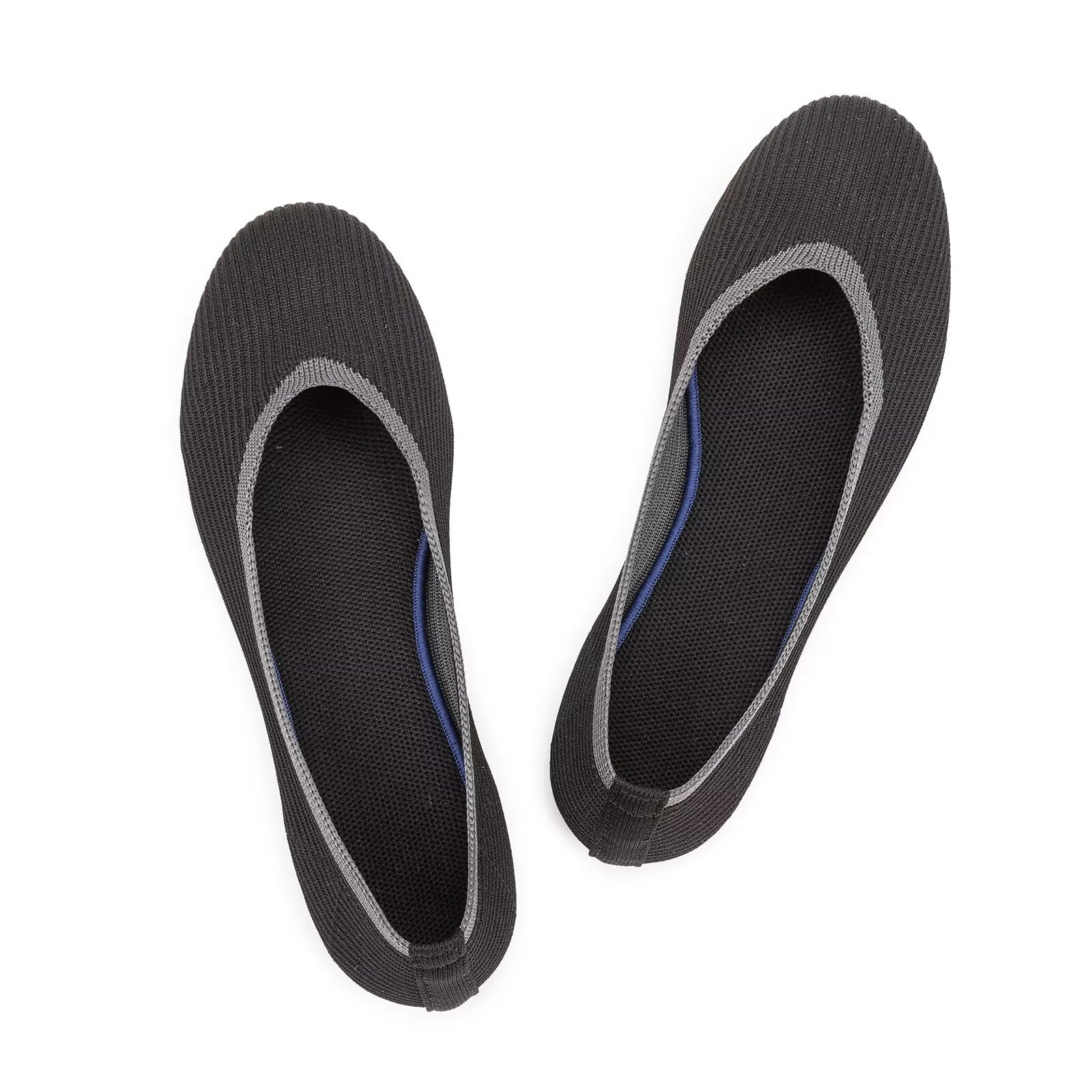 Frank Mully Women's Ballet Flats Round Toe Walking Flats Slip On Work Shoes Knitted Flats Shoes for Woman Soft Lightweight