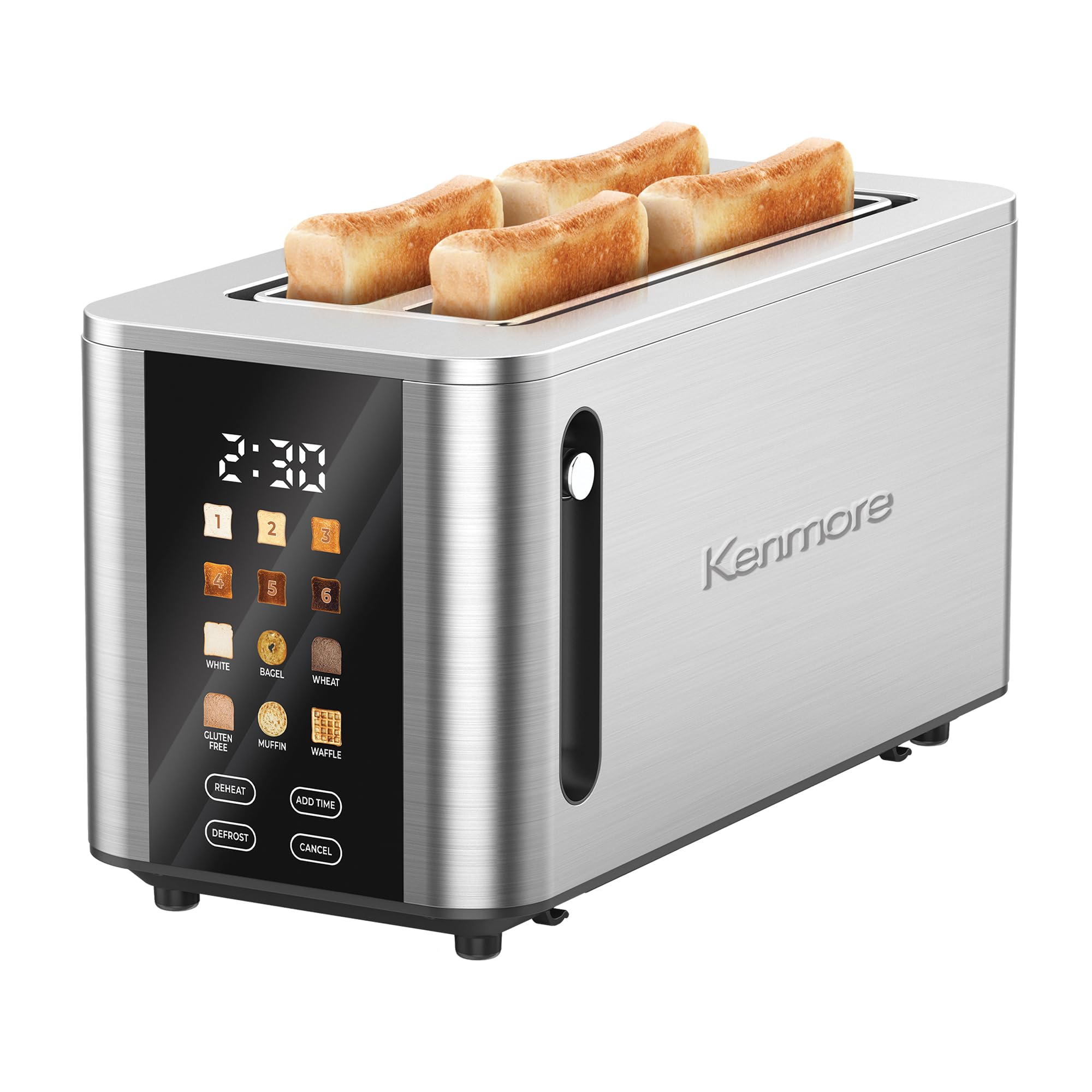 Kenmore 4-Slice Long Slot Toaster, Color Touch Screen and 6 Shade Settings, Extra Wide Slots, Digital Timer, Customizable Smart Presets-picture-32