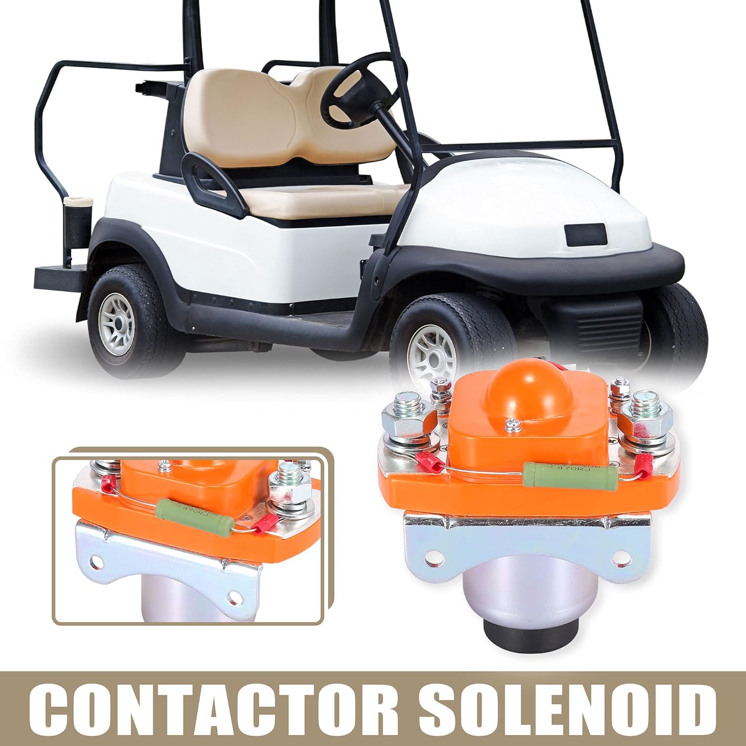 X AUTOHAUX MZJ-400A Main Contactor Solenoid Metal Plastic for Golf Cart 48 Volt 400A Solenoids Replacement