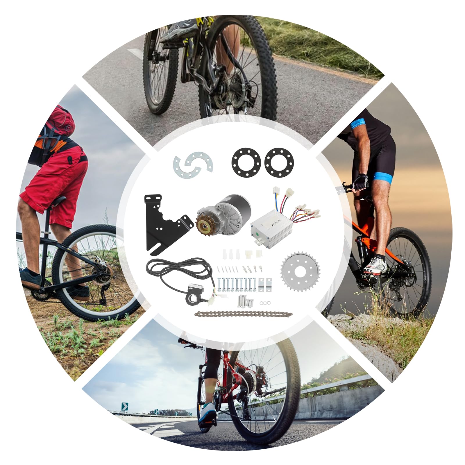 Kit de conversion de moteur de vélo électrique 350 W 24 V 3300 tr/min - Moteur à brosse réglable en cuivre pur - Kit de conversion pour vélo électrique - Roue arrière/avant - Kit de conversion