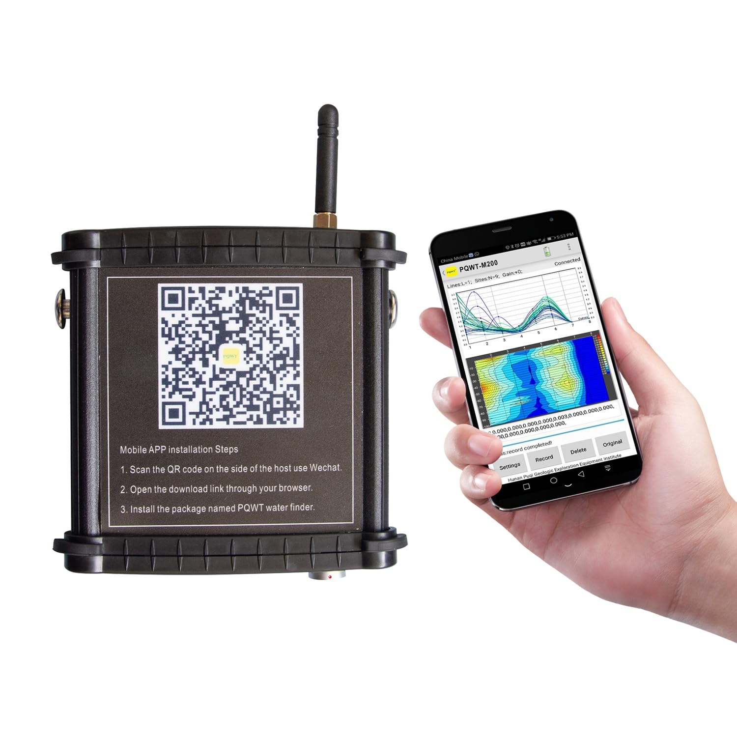 Detector Móvil de Agua Subterránea PQWT, 200m para Pozos, Mapeo Automático en Cualquier Terreno sin Red, Sistema Android