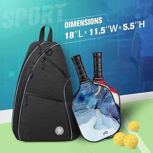 Miniatura 9 de GIGAPOWER Bolsa de pickleball  Mochila de pickleball para hombres y mujeres  Bolsa ajustable  Mochila deportiva cruzada reversible con luz colorida