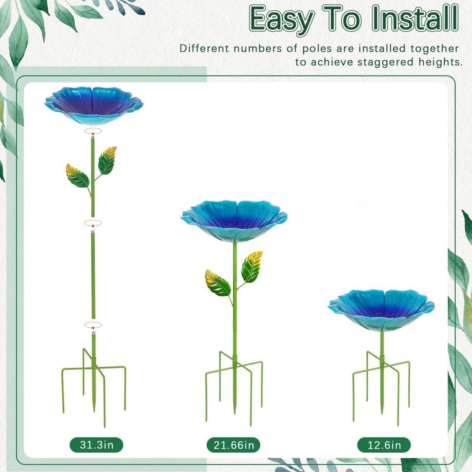 Baño Para Pájaros De Metal Estacas Metálicas Resistentes a la Intemperie e | Plato Decorativo Para Baño Y De Aves Para Patio Terraza Porche Jardín Balcón