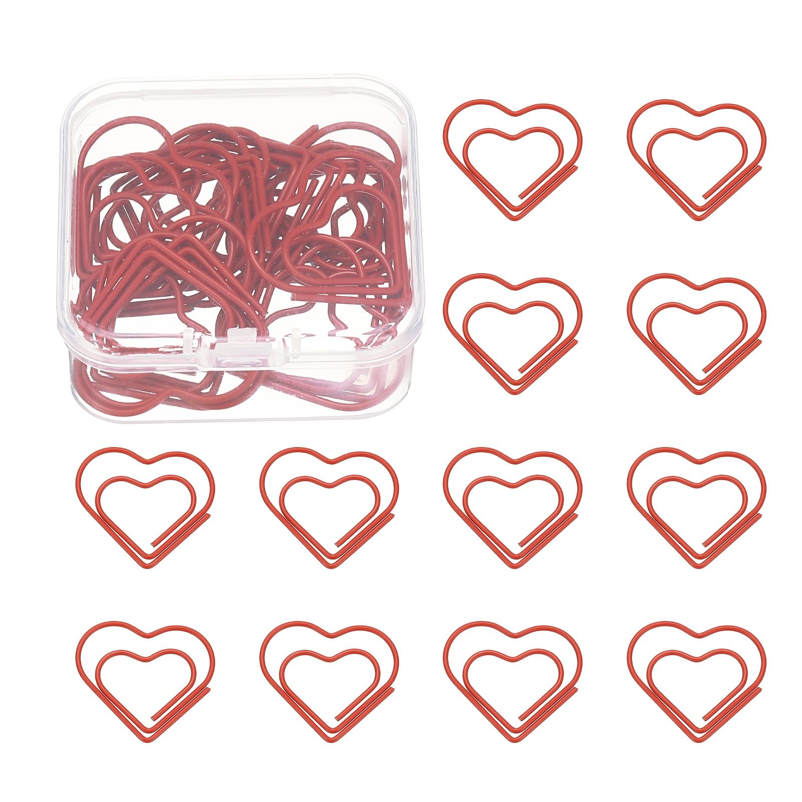 PATIKIL 20 Pcs Heart Shape Paper Clip, Metal Cute Small Paper Clamp Clips for Office Supplies Craft Scrapbook Document Note Sorting, Plastic Coating,