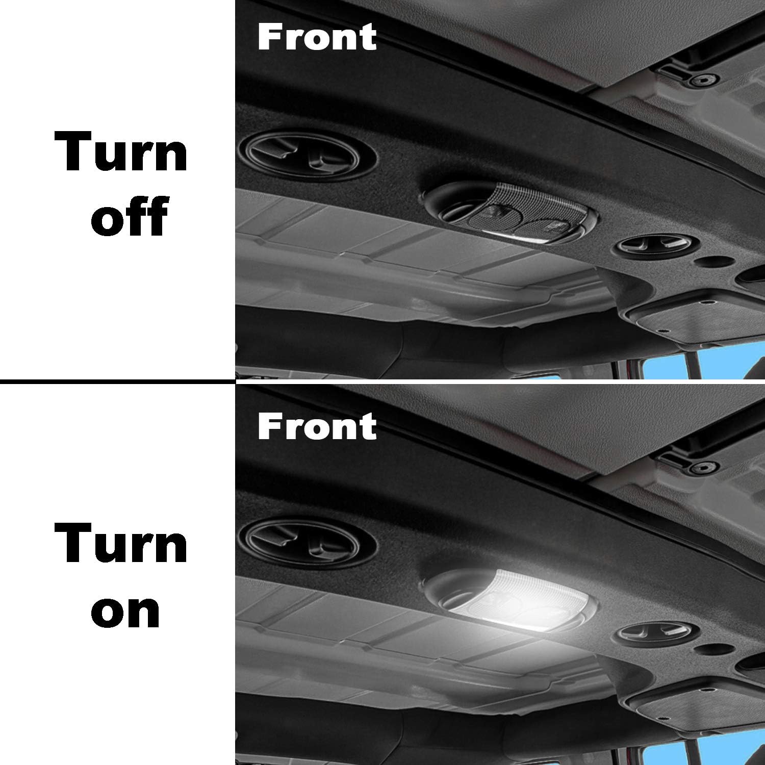 u-Box Wrangler Interior Light Bulbs Bright White Interior LED Dome Reading Front & Rear Upper Reading Lights for Jeep JK Wrangler & Unlimited 2007-2018 - 3Pcs