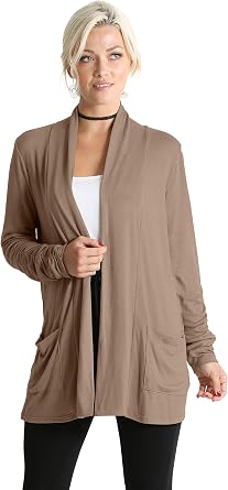 Simlu Long Sleeve Lightweight Cardigan Sweater for Women with Pockets Reg. and Plus Size