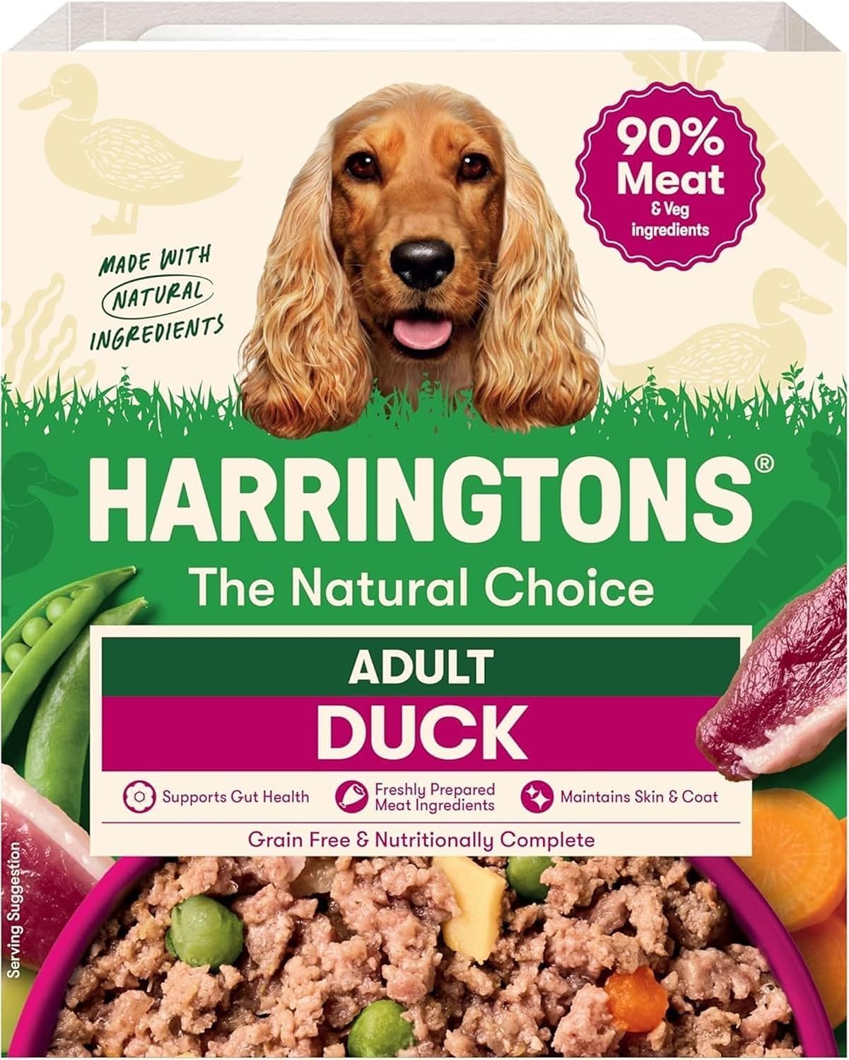 Harringtons Complete Wet Adult Dog Food Trays Duck & Potato 8x400g