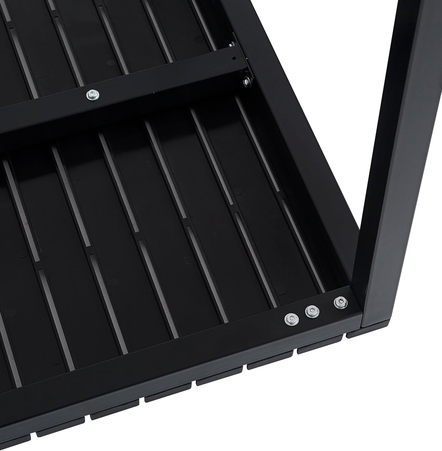 Plastic Outdoor Dining Table with Metal Legs, Weather Resistance, Home Patio Table, Restaraunt Outdoor Table, Quick Assembly (Black)