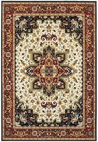 HomeRoots 509139 8 x 11 ft. Red & Ivory Oriental Power Loom Stain Resistant Rect