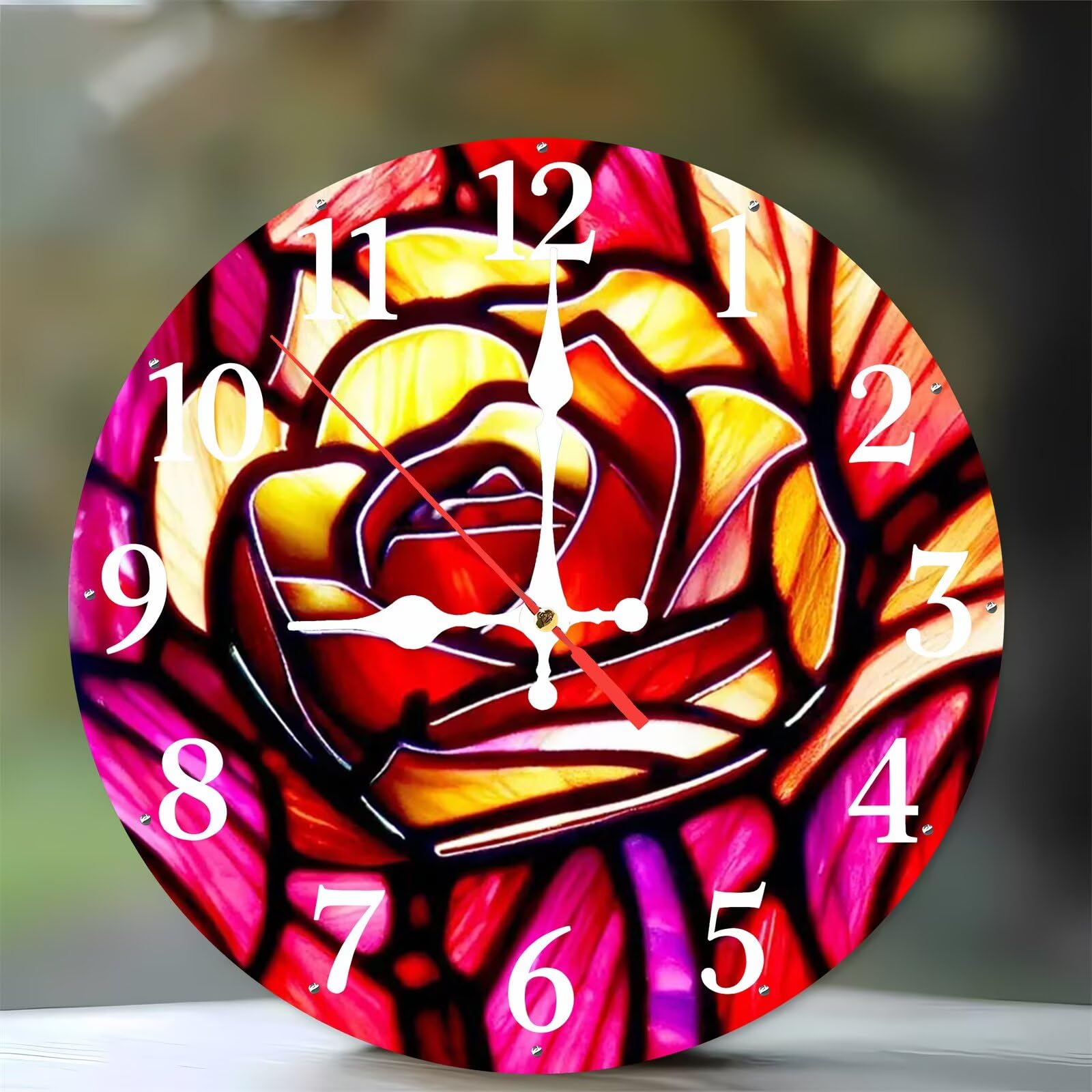 Horloge murale silencieuse sans tic-tac en bois et verre décoratif de 35 cm pour la chambre