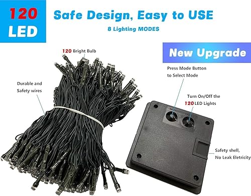 Miniatura 4 de OZS Paquete de 240 luces LED solares multicolor de 95 pies para exteriores, impermeables, luces solares para exteriores, alambre verde, luces