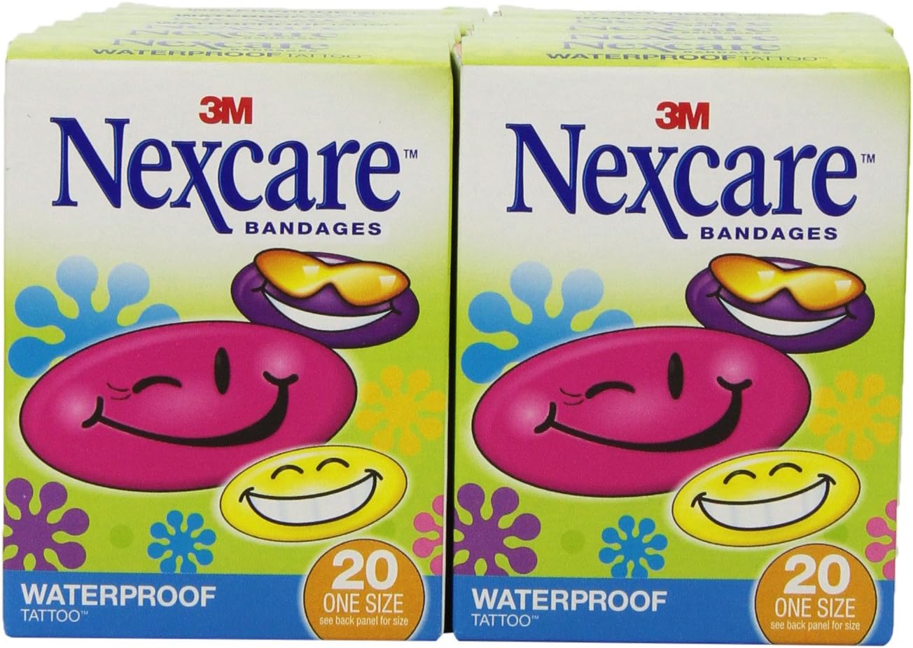 Nexcare Tattoo Waterproof Bandages, Dirtproof, 20-Count Packages (Pack of 12)