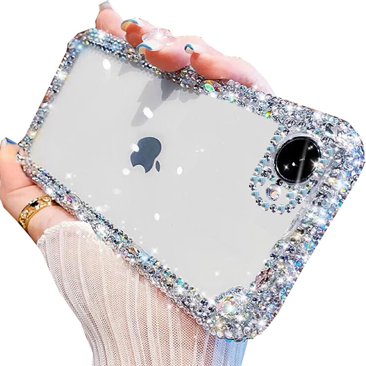 Clear Glitter Case for iPhone 16e, Cute Luxury Bling Sparkly Diamond Rhinestones Camera Protection Soft TPU Bumper Shockproof Women Girls Slim Protective Case for iPhone 16e 6.1" 2025 (Clear) - Image 2