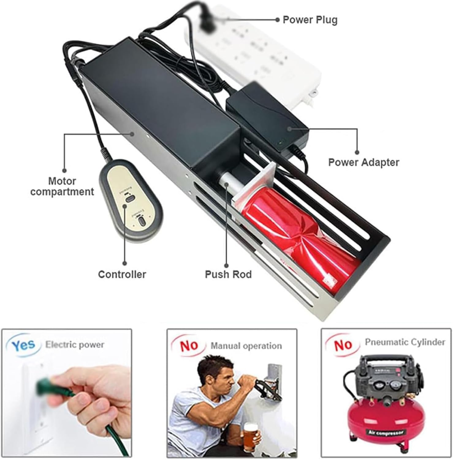 Electric Can Crusher for Recycling 12 oz and 16 oz Cans, Aluminium Metal cans Crusher for Recycling soda Beer, Coke cans and Plastic Water Bottles(Black)