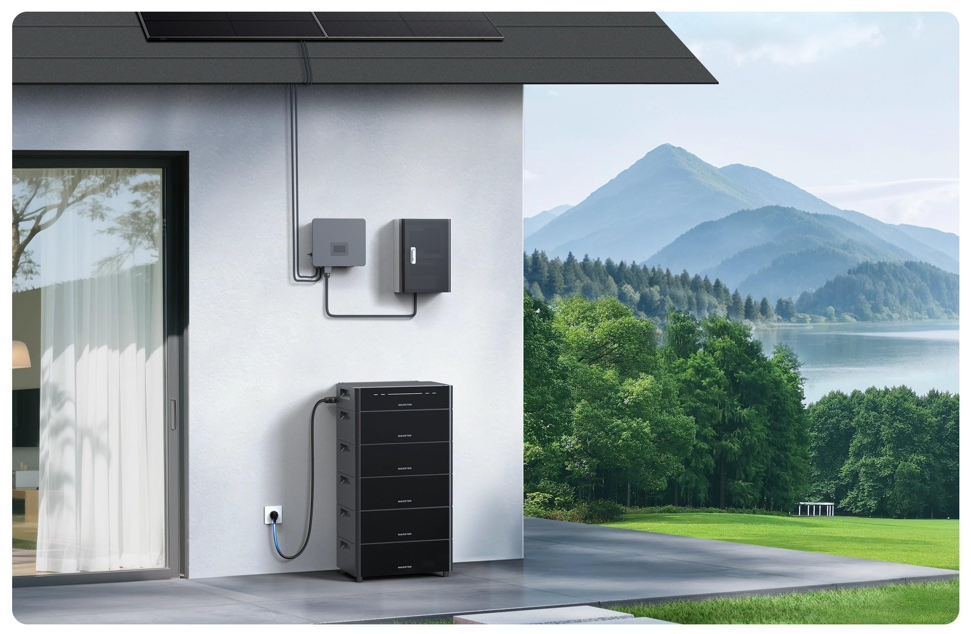 Marstek Venus D + 1 Erweiterungsakku (2,56 kWh) All-in-One Balkonkraftwerk mit Speicher, 4 MPPT für 4 kW Solareingang, 2,2 kW bidirektionale Leistung, EPS <15 ms, 6000+ Zyklen, IP65