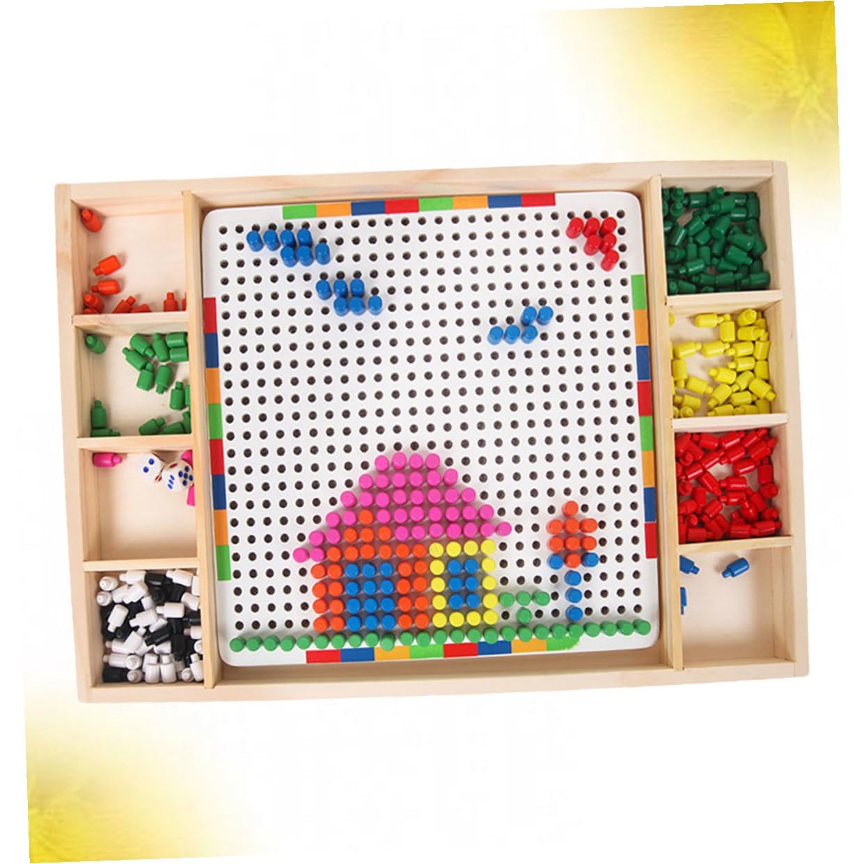 SOIMISS Gioco Educativo Chiodini a Forma di Fungo per Bambini, in Plastico Bianco, Arricchisce Creatività e Immaginazione, per Compleanni e Vita Quotidiana