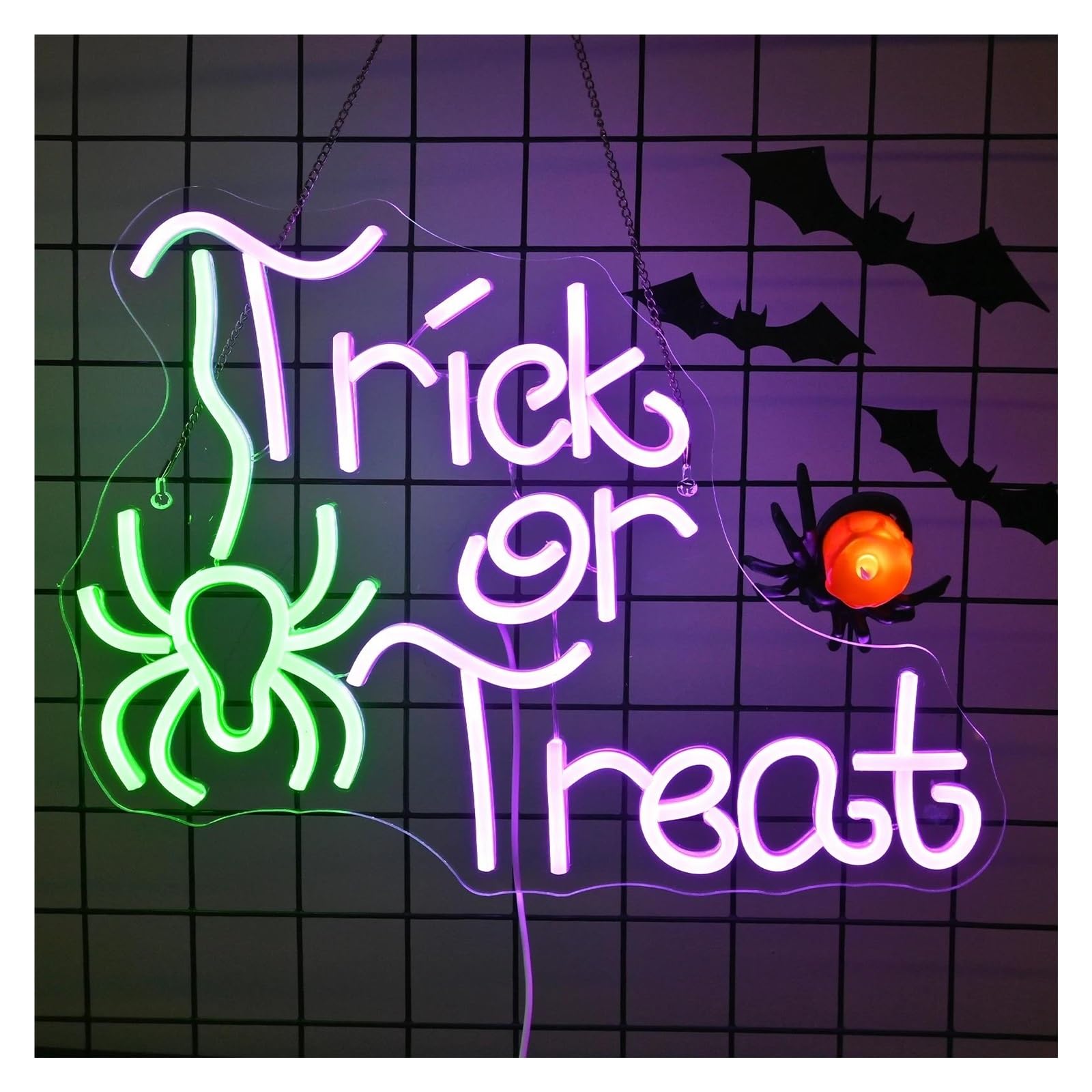 LEMST Signs Lamp Trick Or Treat Neon Sign Letter Dimmabled Decorative Light USB Powered for Party Home Shop Bar 32cmх42cm