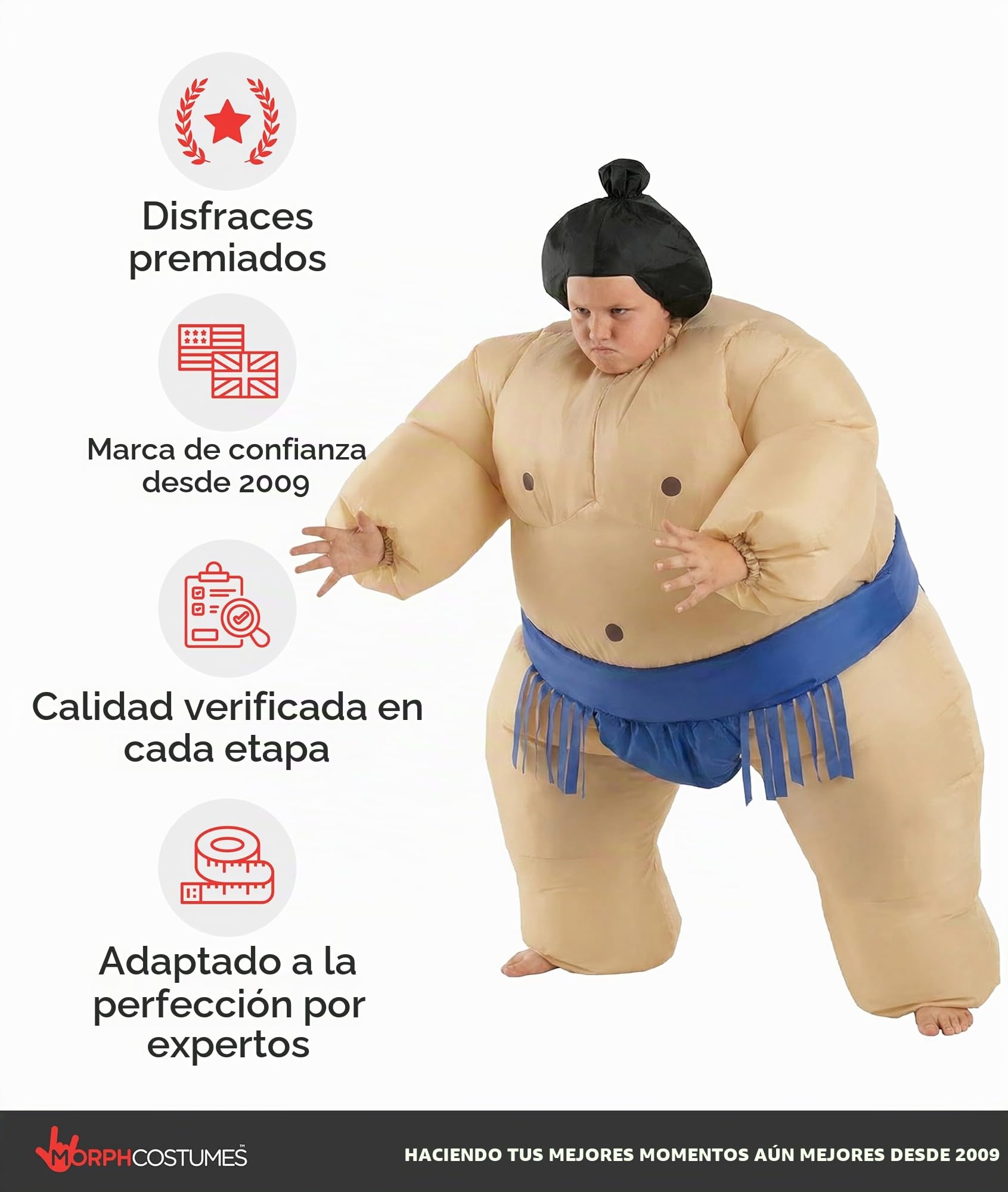 Morph Disfraz Sumo Hinchable Niño y Niña, Luchador Sumo, Disfraces para Carnaval y Halloween