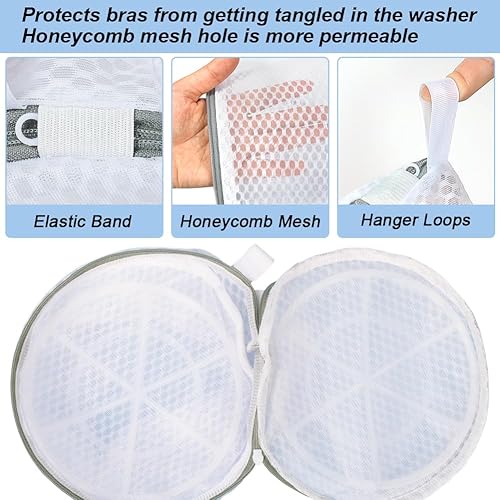 Miniatura 10 de Vivifying Bolsa de lavado de zapatos, paquete de 2 bolsas de lavandería de malla de panal con cremallera para lavadora, zapatos para correr, tenis,