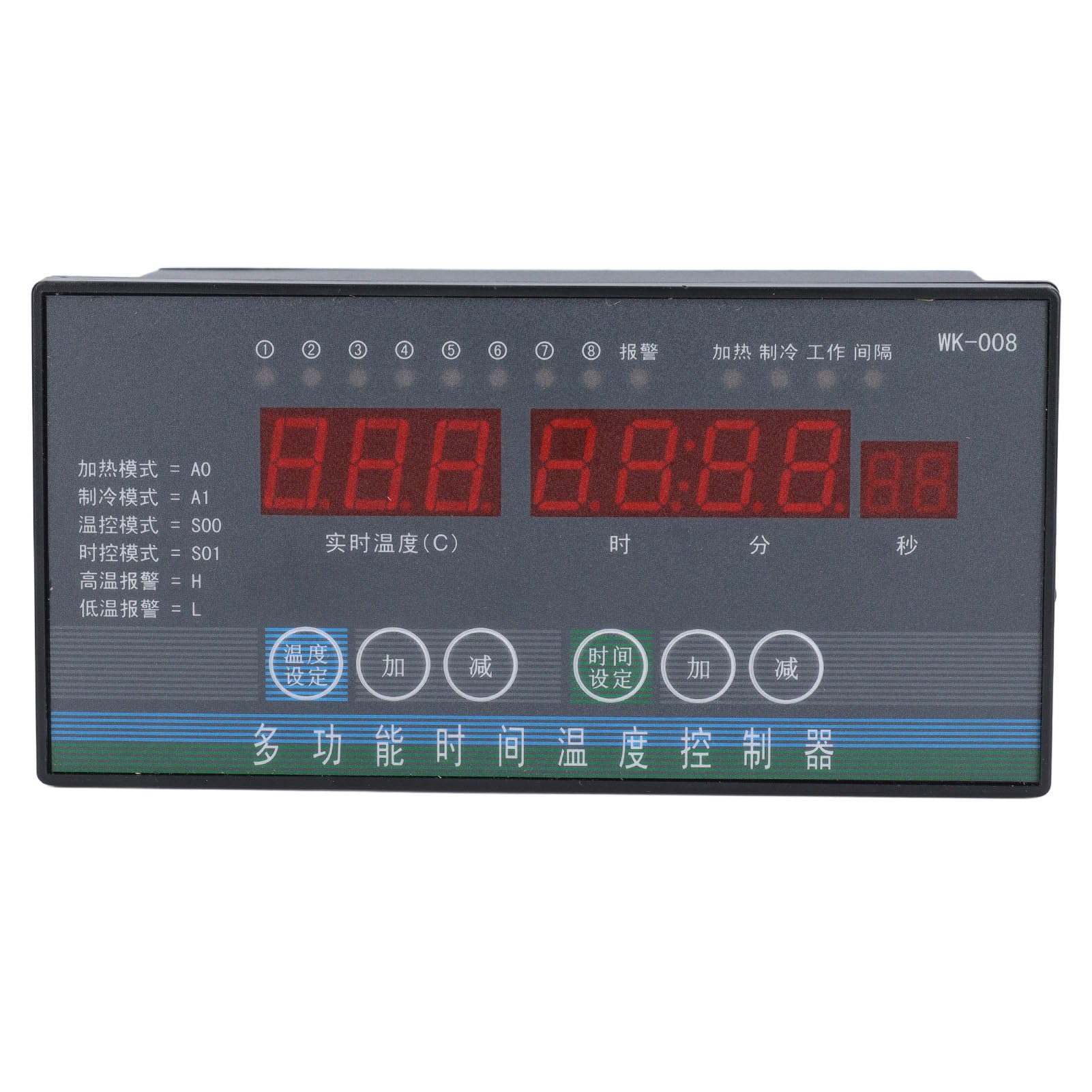 Marhynchus Controlador de Temperatura, Controlador de Temperatura Digital ABS con Salida de relé de 8 Vías 110 a 230 V Sonda de 32,8 Pies ±0,5% FS para Incubadora de Granja de Invernadero