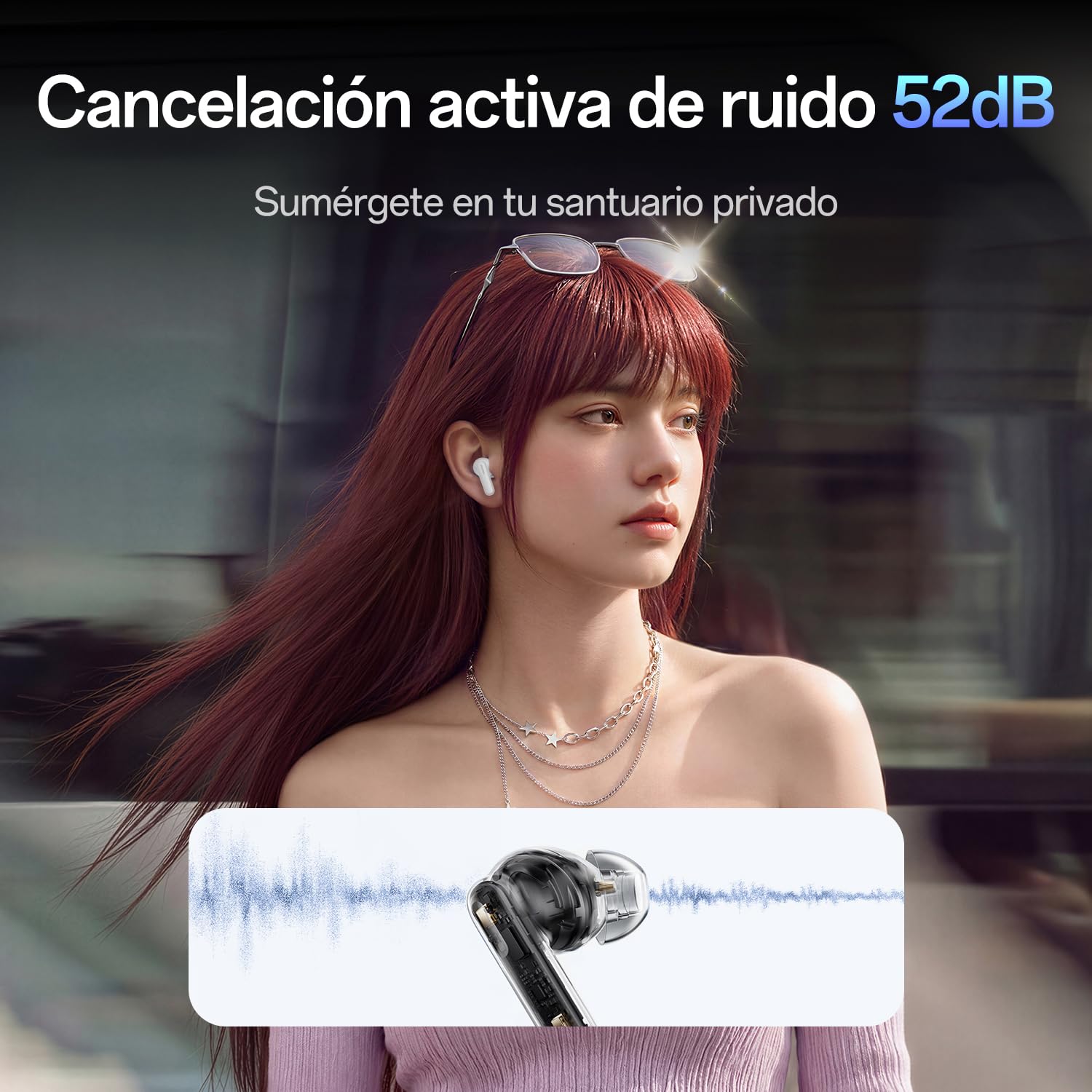 OPPO Enco Air5 Auriculares Bluetooth 6.1 52dB ANC 12mm 54h, Glossy White