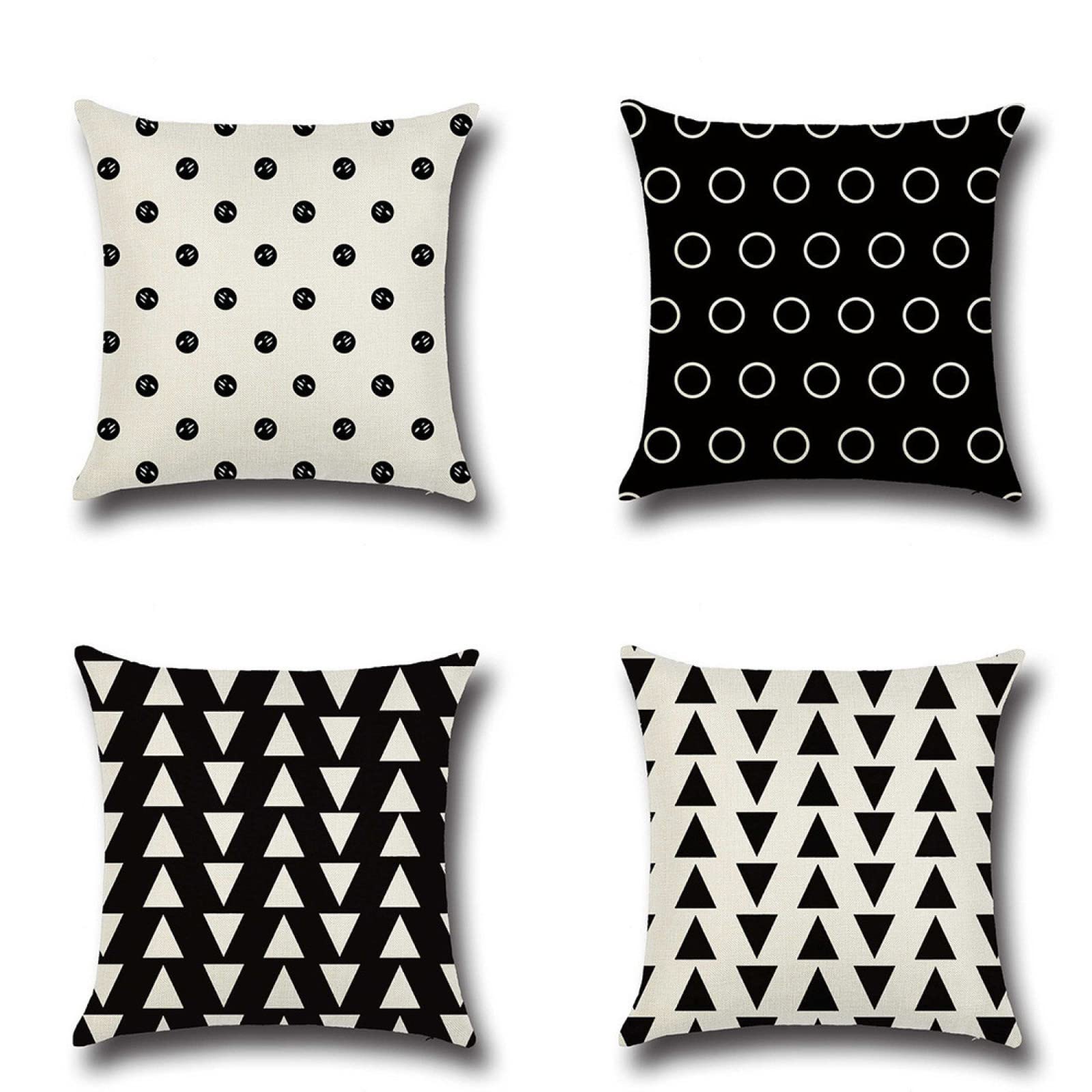 Housse de coussin 65x65cm lot de 4 en lin noir pour canapé et lit