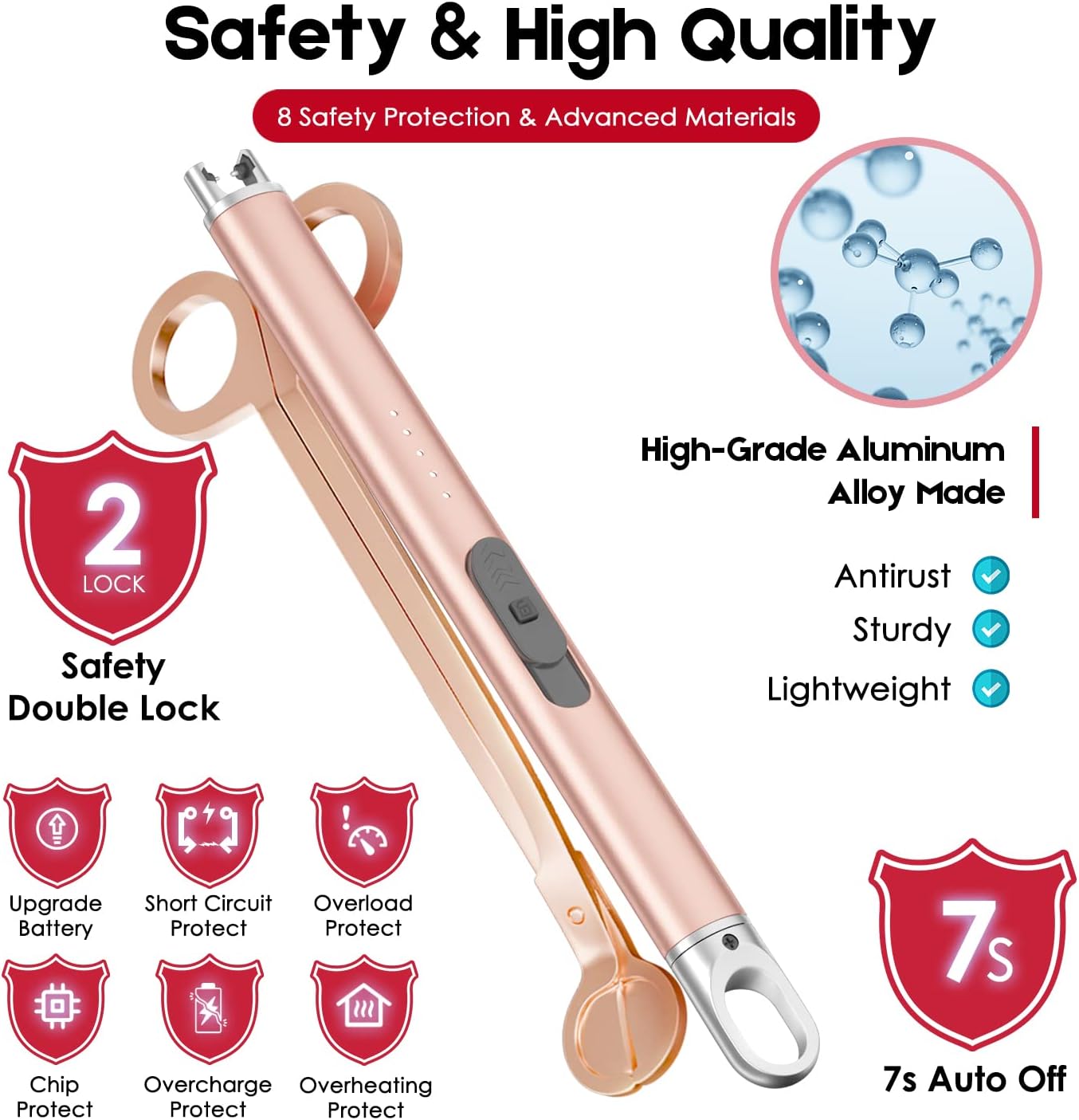 Lacomic Lighter Candle Lighter with Candle Wick Trimmer, Electric Lighter Plasma Lighter, USB Rechargeable Lighter with Battery Display, Arc Lighter for Candle Cooking BBQ Fireworks