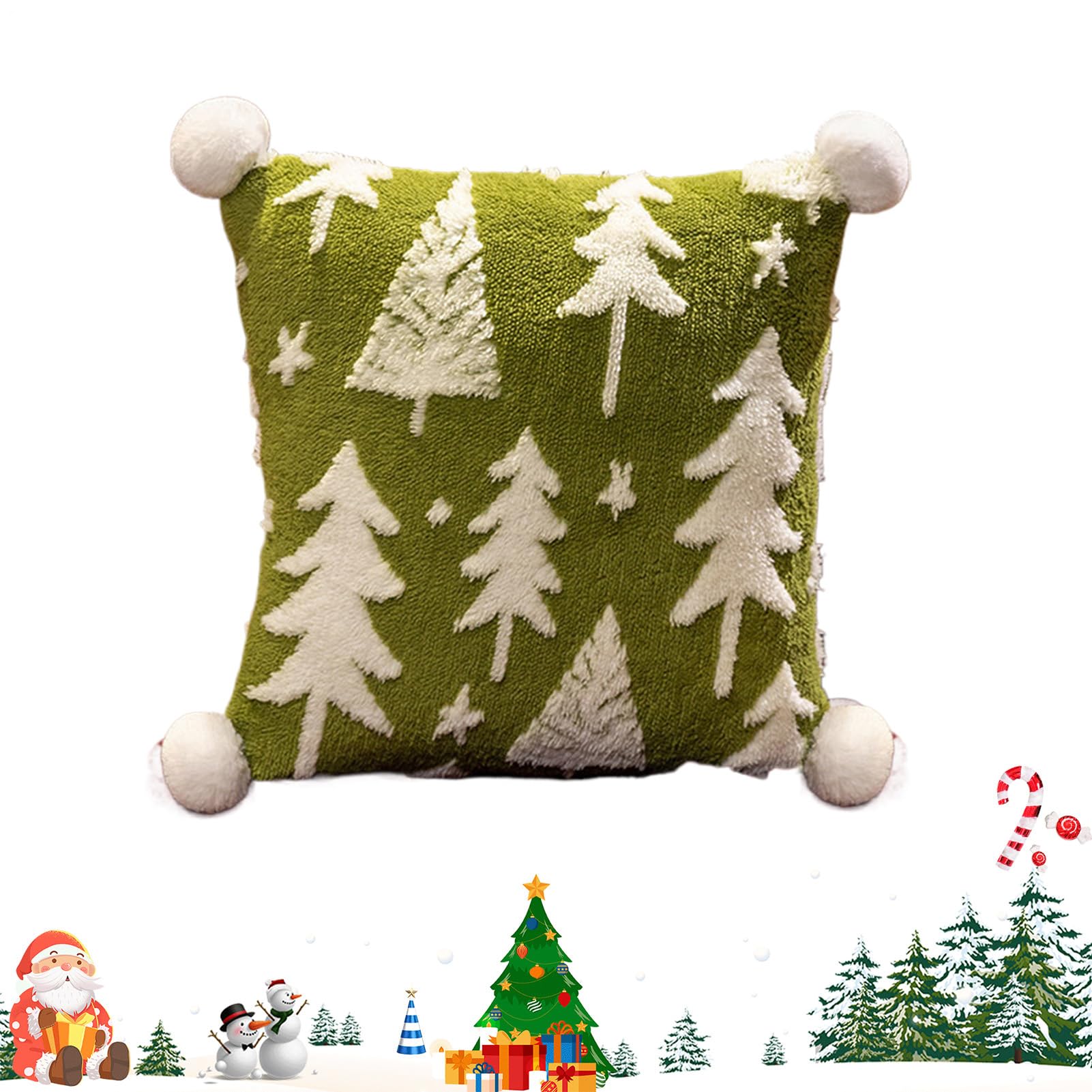 Coussin sapin de Noël en coton de qualité supérieure style bohème