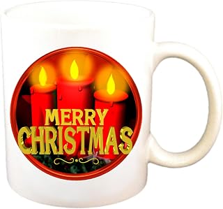 Merry Christmas Candles on White 11 oz Cup