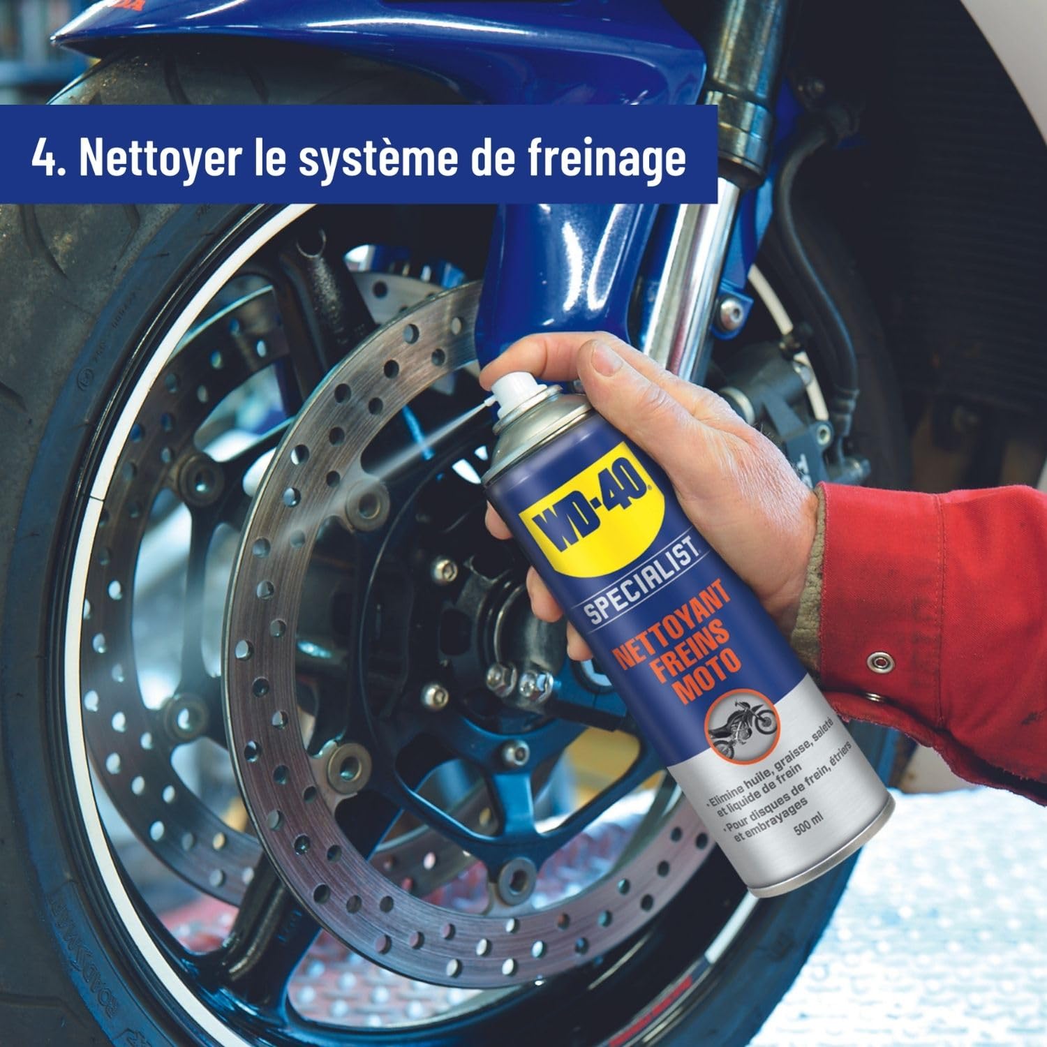 WD-40 SPECIALIST Kit d'entretien Moto Complet - Pack de 5 produits + outils | Kit des essentiels de l'entretien moto - Nettoyer, lubrifier et faire briller la moto - Brosse et chiffon inclus