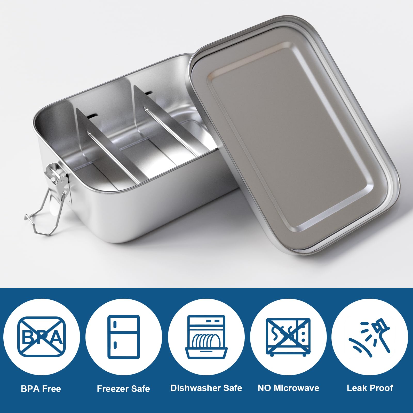 Bento box grandi a prova di perdite in acciaio inox con 5