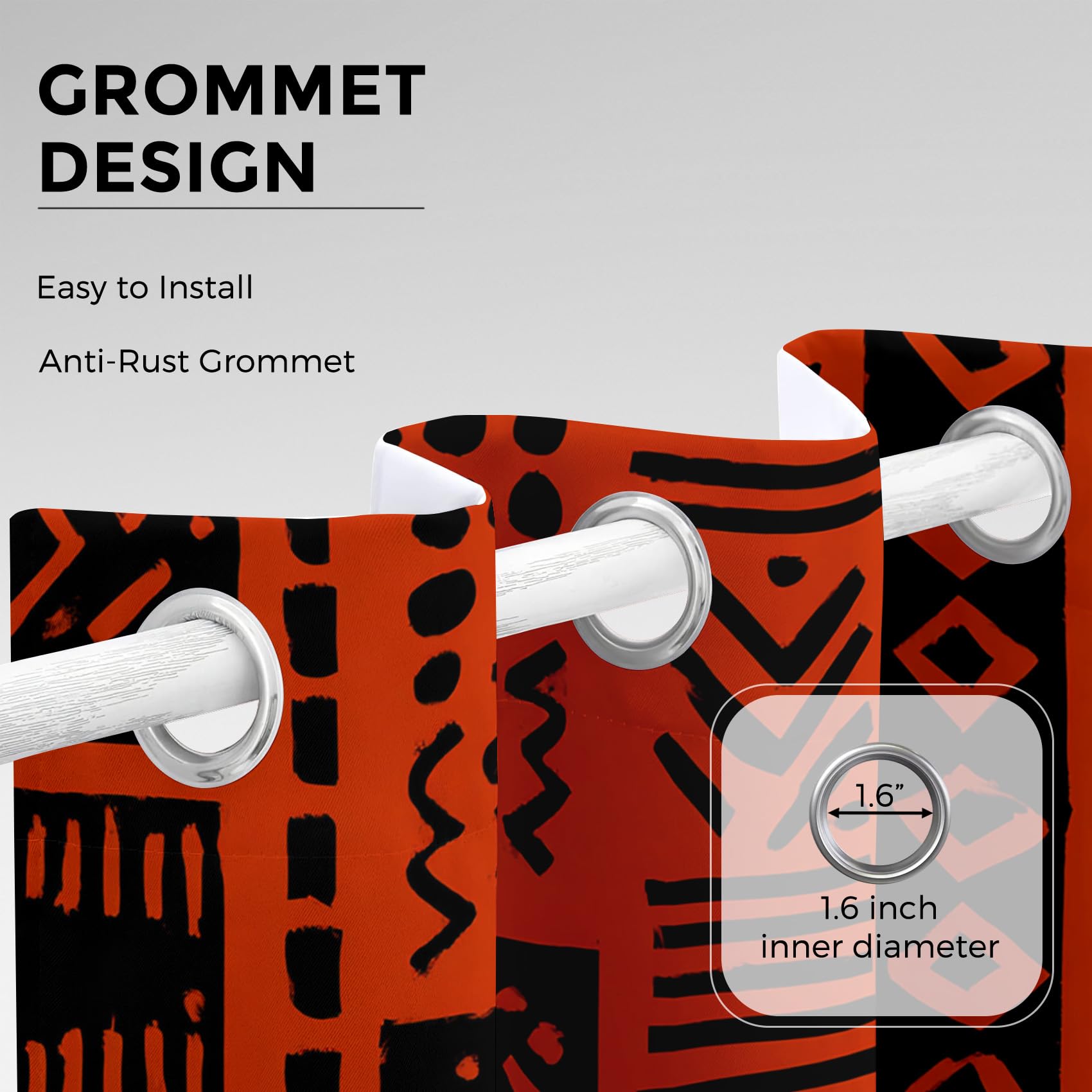 Generisch Ethnisch Vorhänge Wohnzimmer, Vorhang Blickdicht Stamm Symbol Afrika Gardinen mit Ösen Schlafzimmer, Thermo Verdunklungsvorhänge 2er Set H160 x B140 cm pw&66