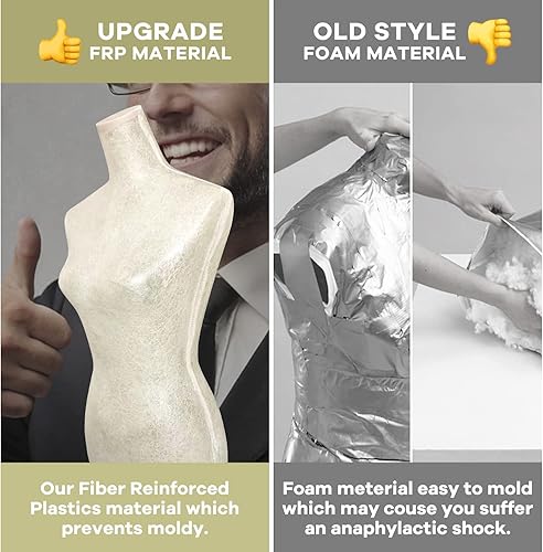 Miniatura 10 de HCY Maniquí, forma de vestido, maniquí femenino, torso, ajustable, 59-67 pulgadas, soporte de cuerpo manicano mejorado para pantallas de mujer,