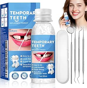 Temporary Tooth Filling Repair Kit - Tooth Filling Repair Kit with False Teeth to Fix Broken or Missing Teeth, Bridges Gaps and Replaces Chipped Dental Structures