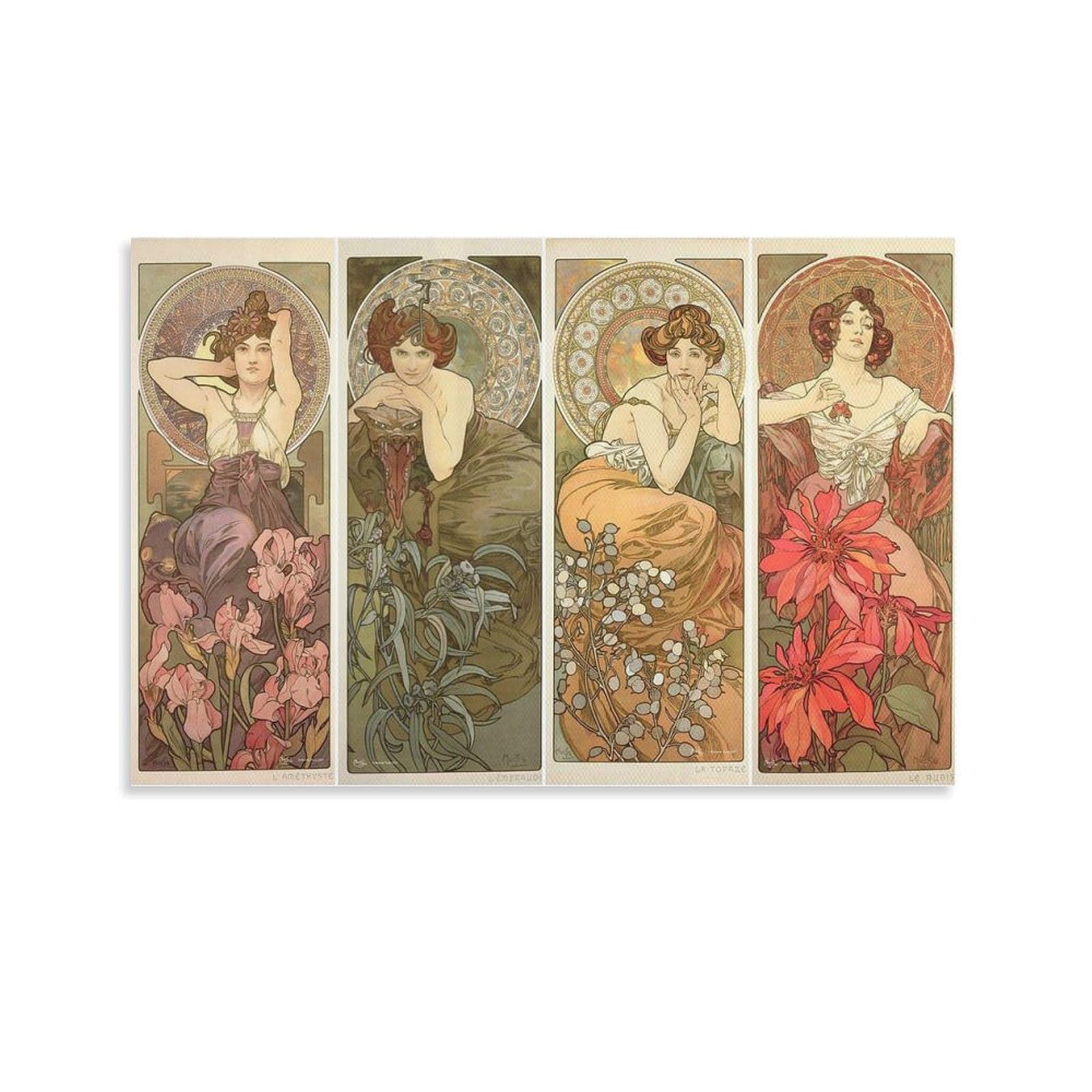 Kissing Mermaids, 1982 ' by Alphonse Mucha Vintage Posters Print Photo Art Painting Canvas Poster Home Modern Decor Posters 08x12inch(20x30cm)