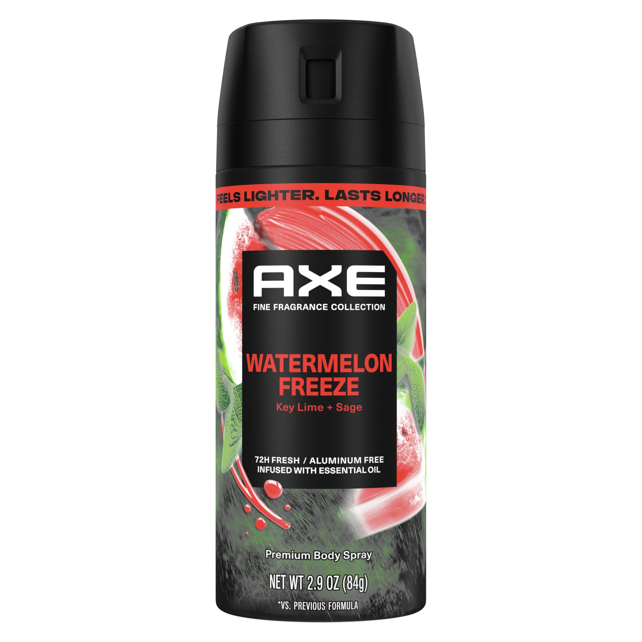 AXE Fine Fragrance Collection Body Spray Watermelon Freeze 72 Hour Freshness Aluminum Free 2.9 oz