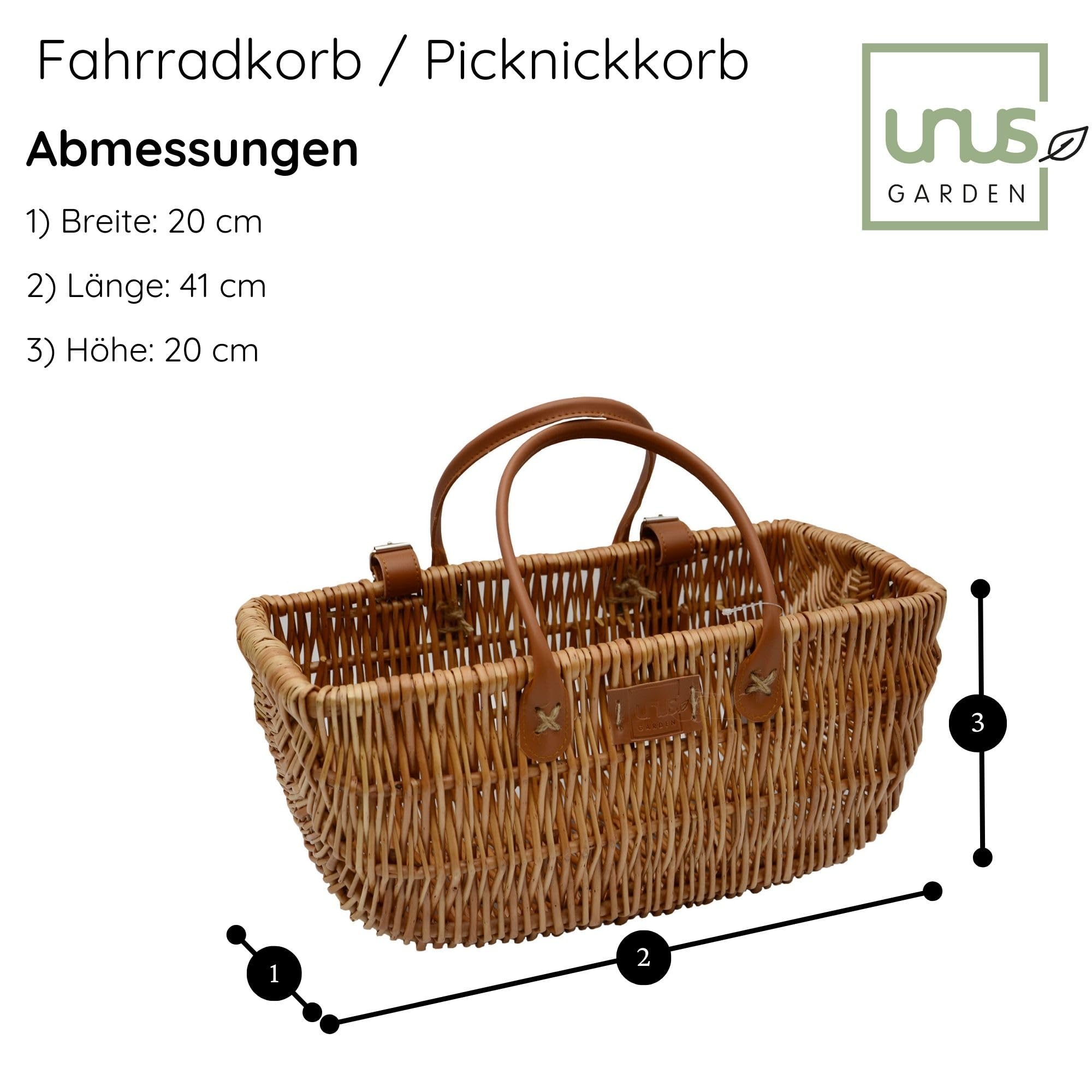 Panier Vélo En Osier Naturel - Fixation Cuir Au Guidon Ou Porte-bagages - 40x20x20cm, Style Rustique