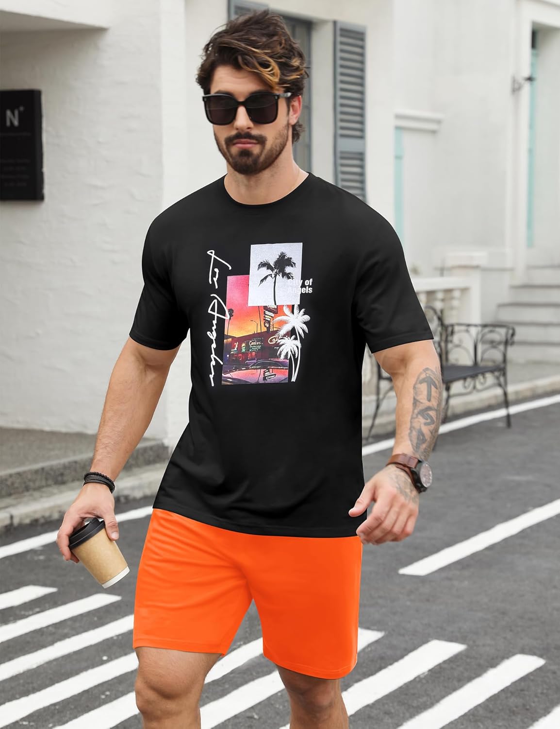 LecGee Men's Hawaiian Short Sleeve Tracksuit Summer T Shirt & Shorts set Aloha Tropical Two Piece Casual Daily Beach - Image 2