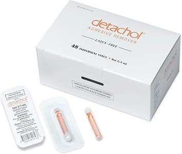 Medical Adhesive Remover for Skin, Bandages & Ostomy Glue I Fast Acting I Residue Free I No Sting I Sensitive Safe I Gentle Removal I Easy Application I 48 Non-Irritating 2/3cc Vials Per Box