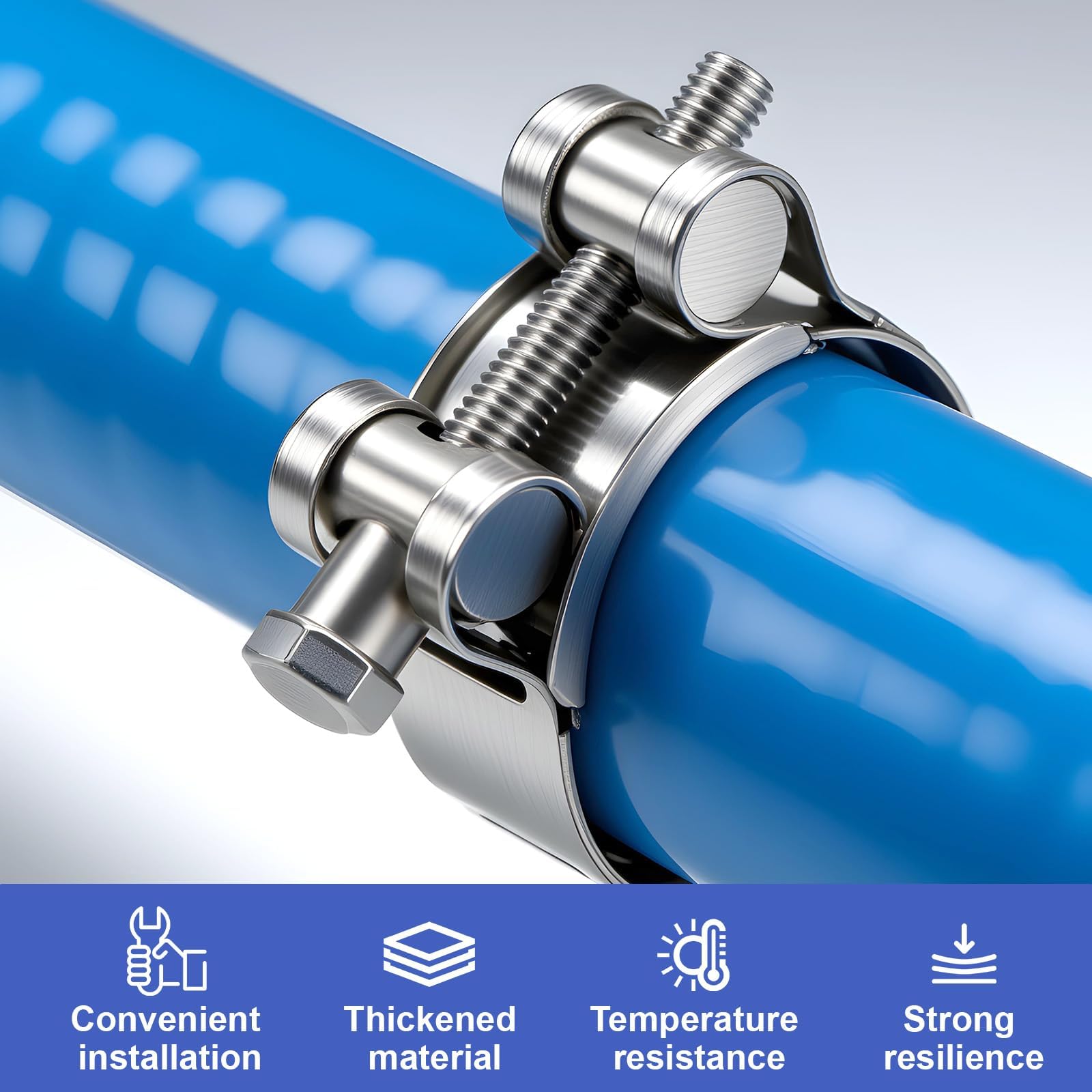 Abrazaderas de manguera, 8 unidades, abrazadera de perno articulado, 23-25 mm, acero inoxidable, tubo de escape, ancho de banda de 18 mm para tubos de escape de motocicletas y tubos de agua