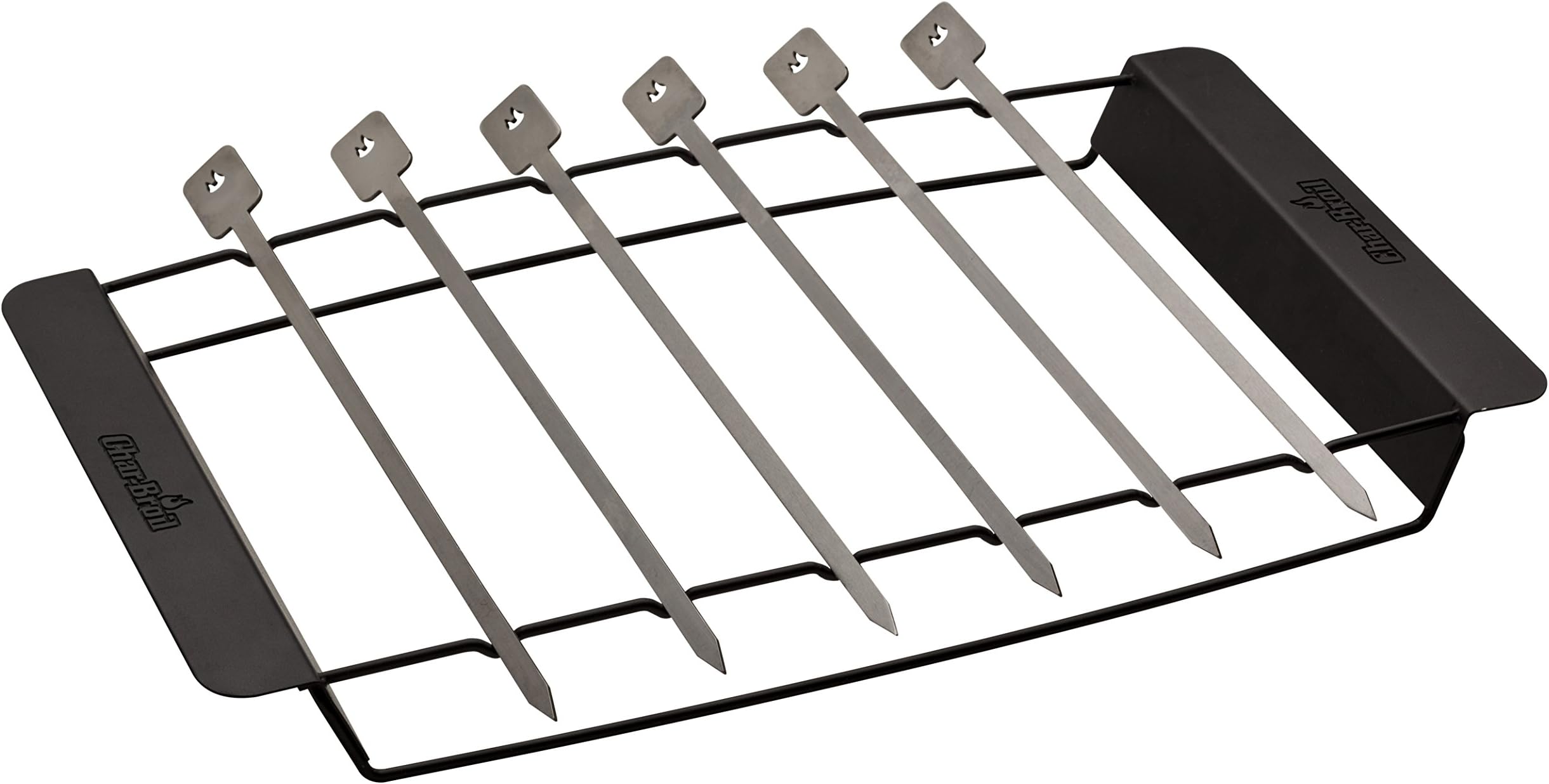 Char-Broil140587 - Premium Skewer Set and Rack, Stainless Steel, 44.7x24.5x4 cm